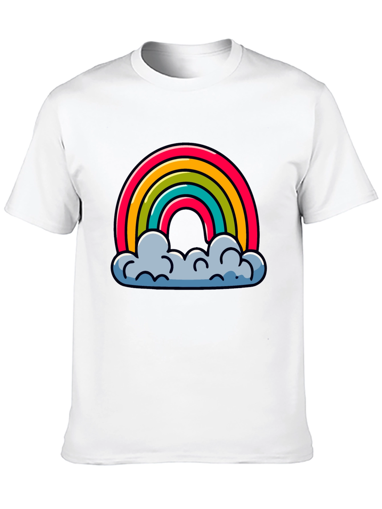 Rainbow Clouds Graphic Black T-Shirt
