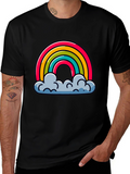 Rainbow Clouds Graphic Black T-Shirt