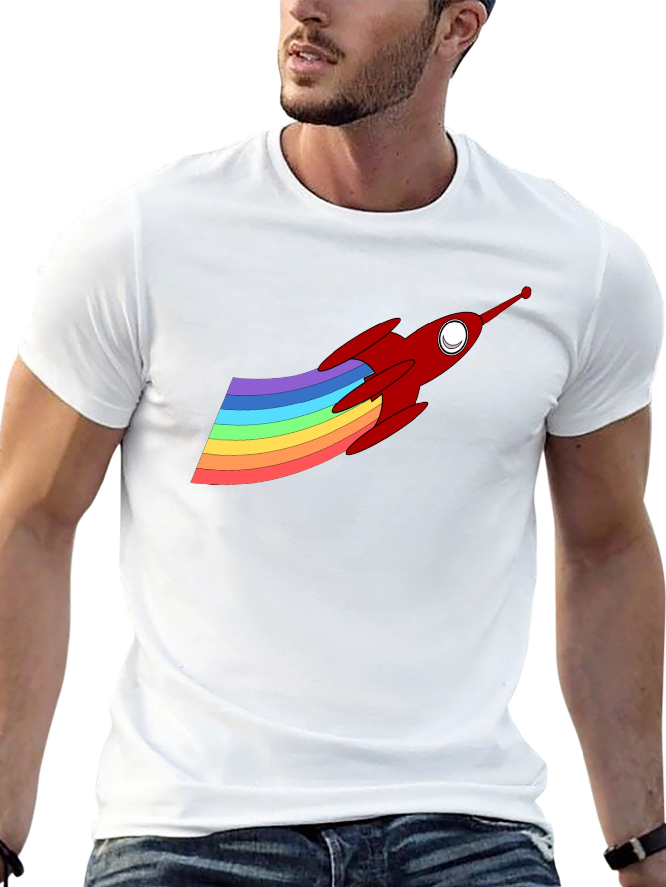 Rainbow Rocket Graphic Tee - Fun & Unique Design