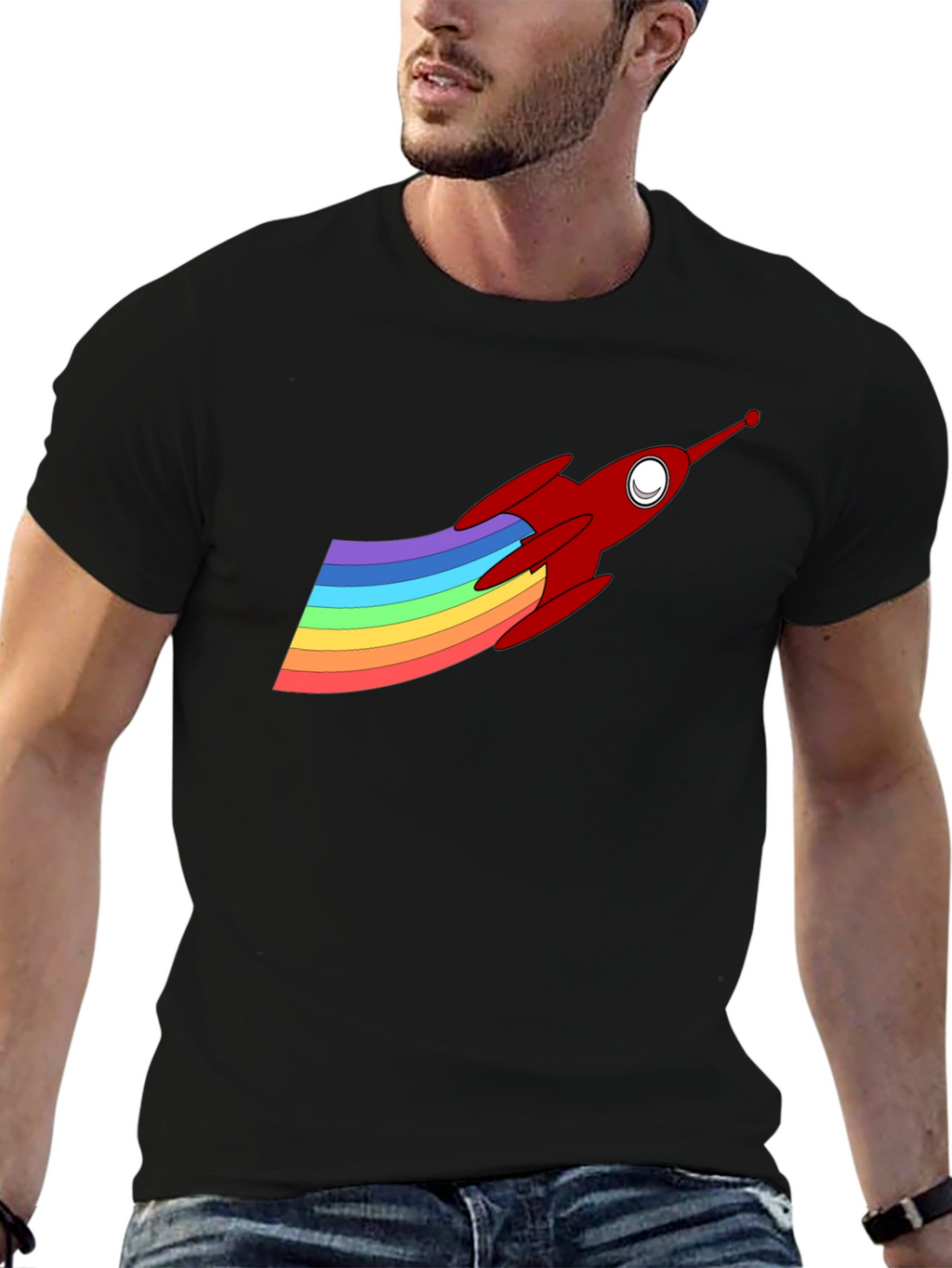 Rainbow Rocket Graphic Tee - Fun & Unique Design
