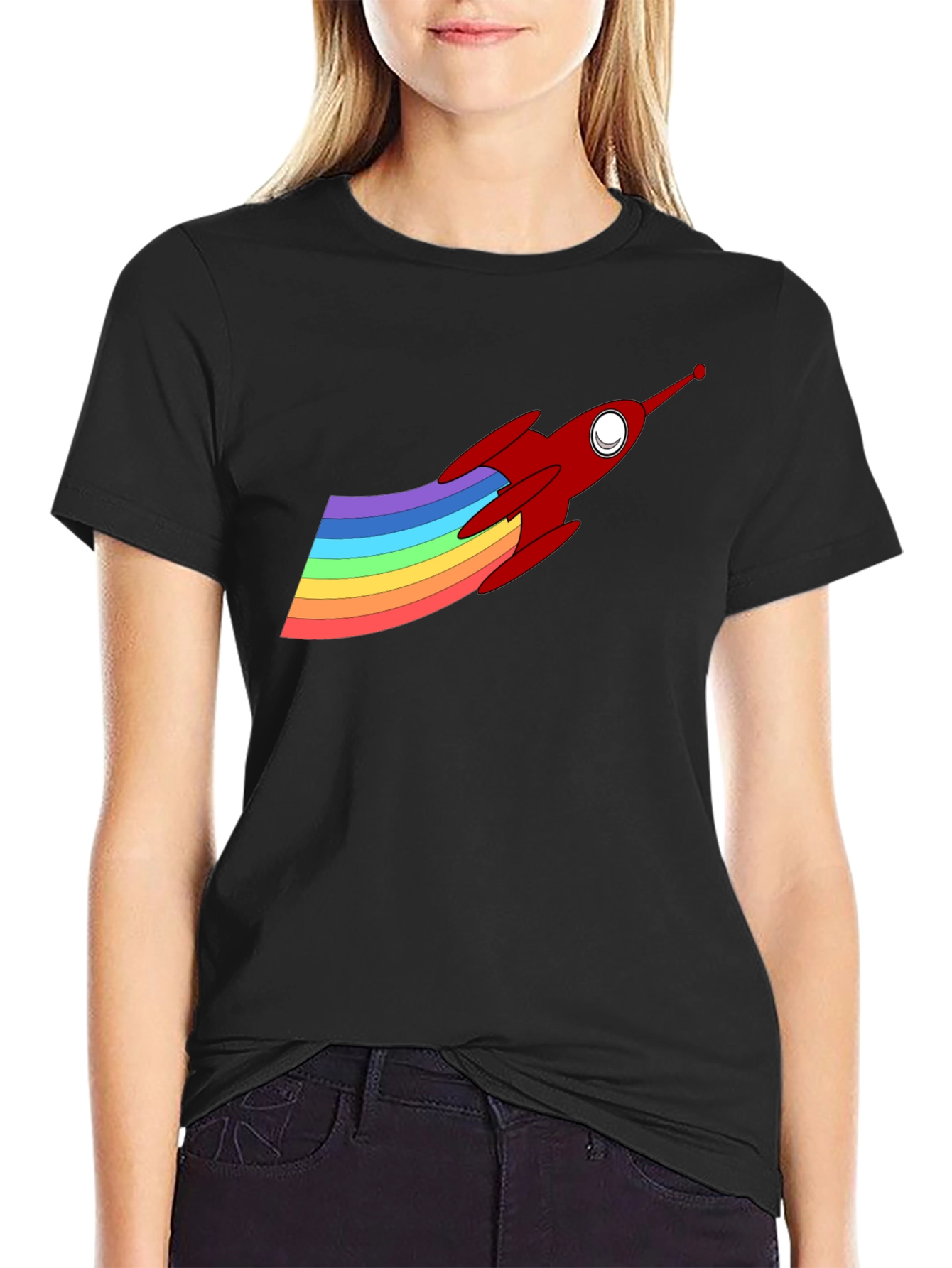 Rainbow Rocket Graphic Tee - Fun & Unique Design