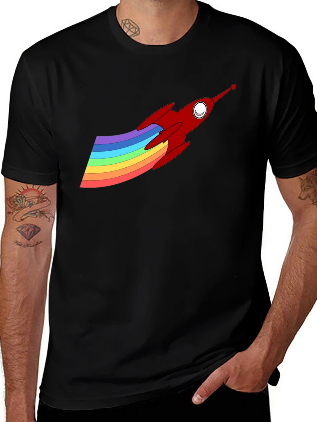 Rainbow Rocket Graphic Tee - Fun & Unique Design
