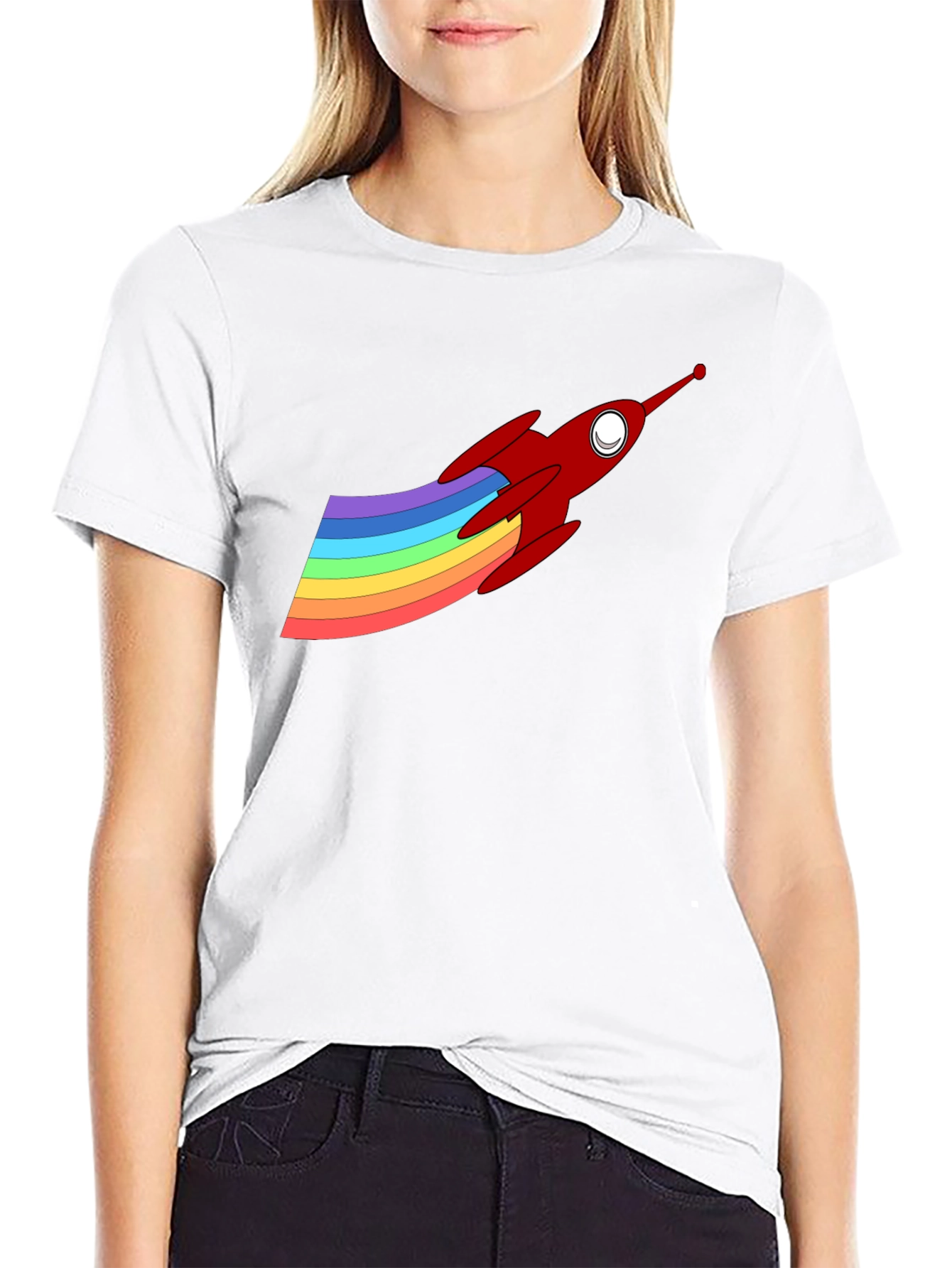 Rainbow Rocket Graphic Tee - Fun & Unique Design