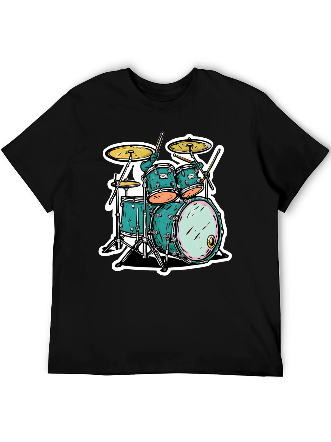 Cool Drum Kit Graphic Tee - Black T-Shirt