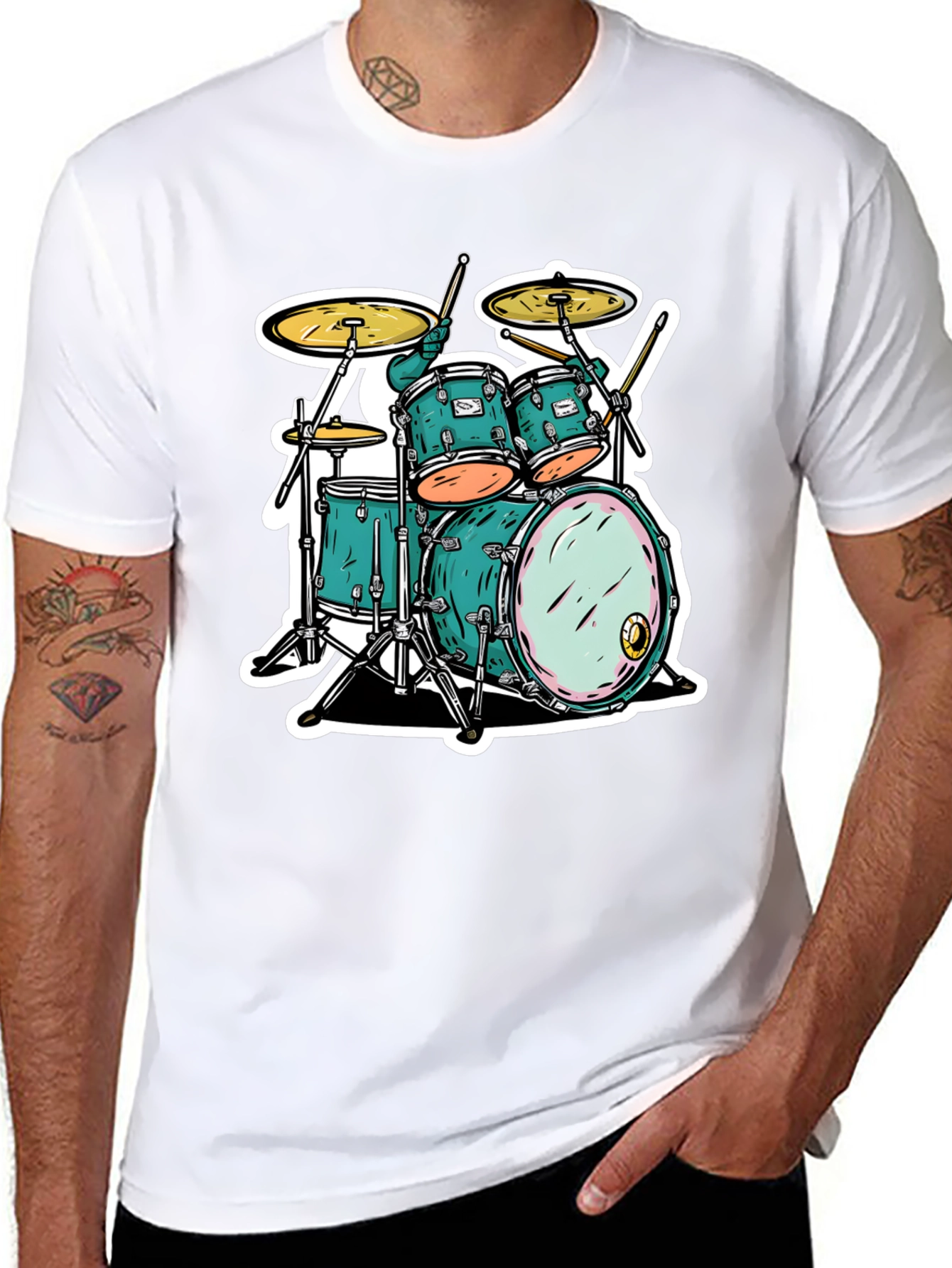 Cool Drum Kit Graphic Tee - Black T-Shirt