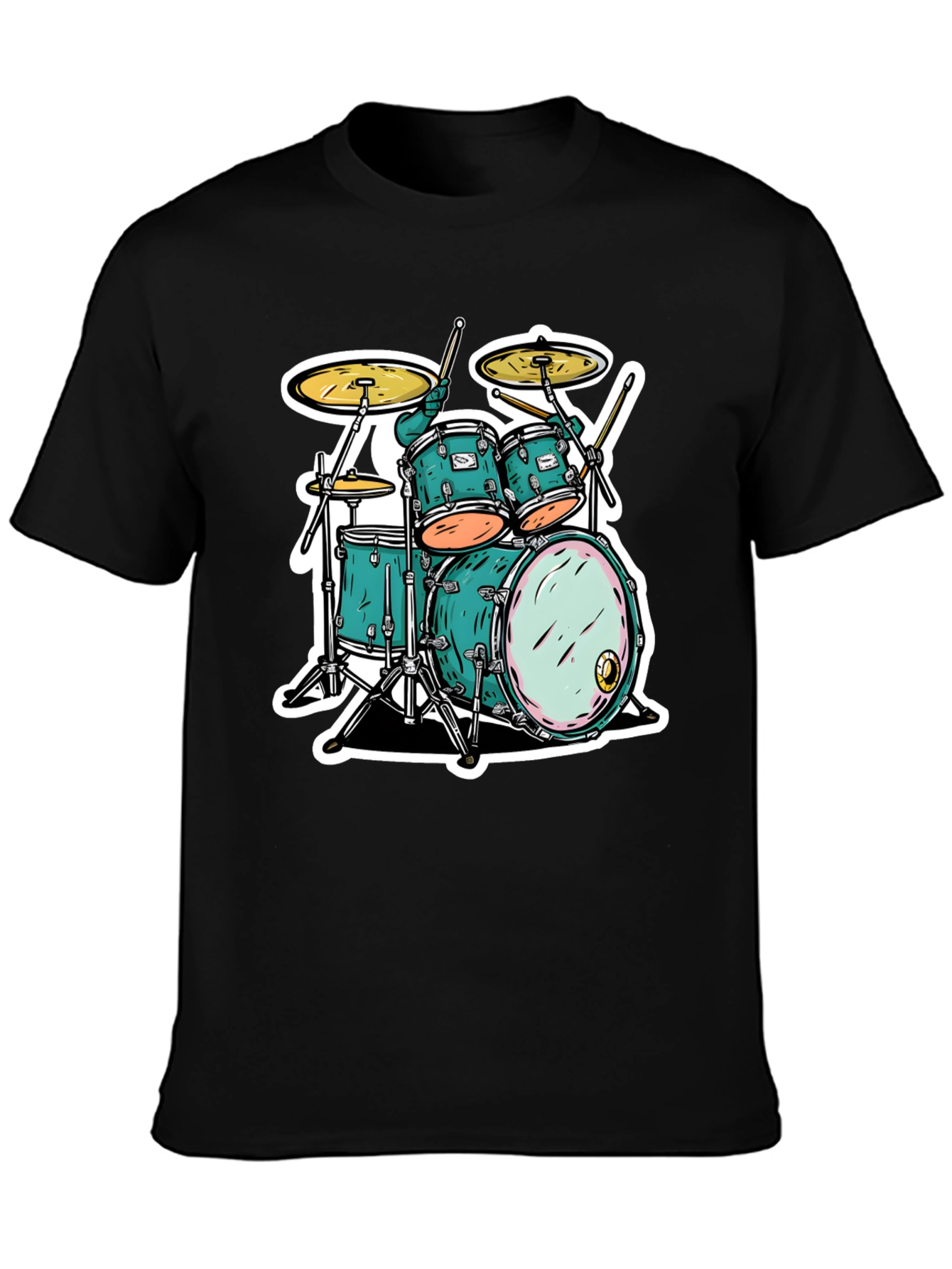 Cool Drum Kit Graphic Tee - Black T-Shirt