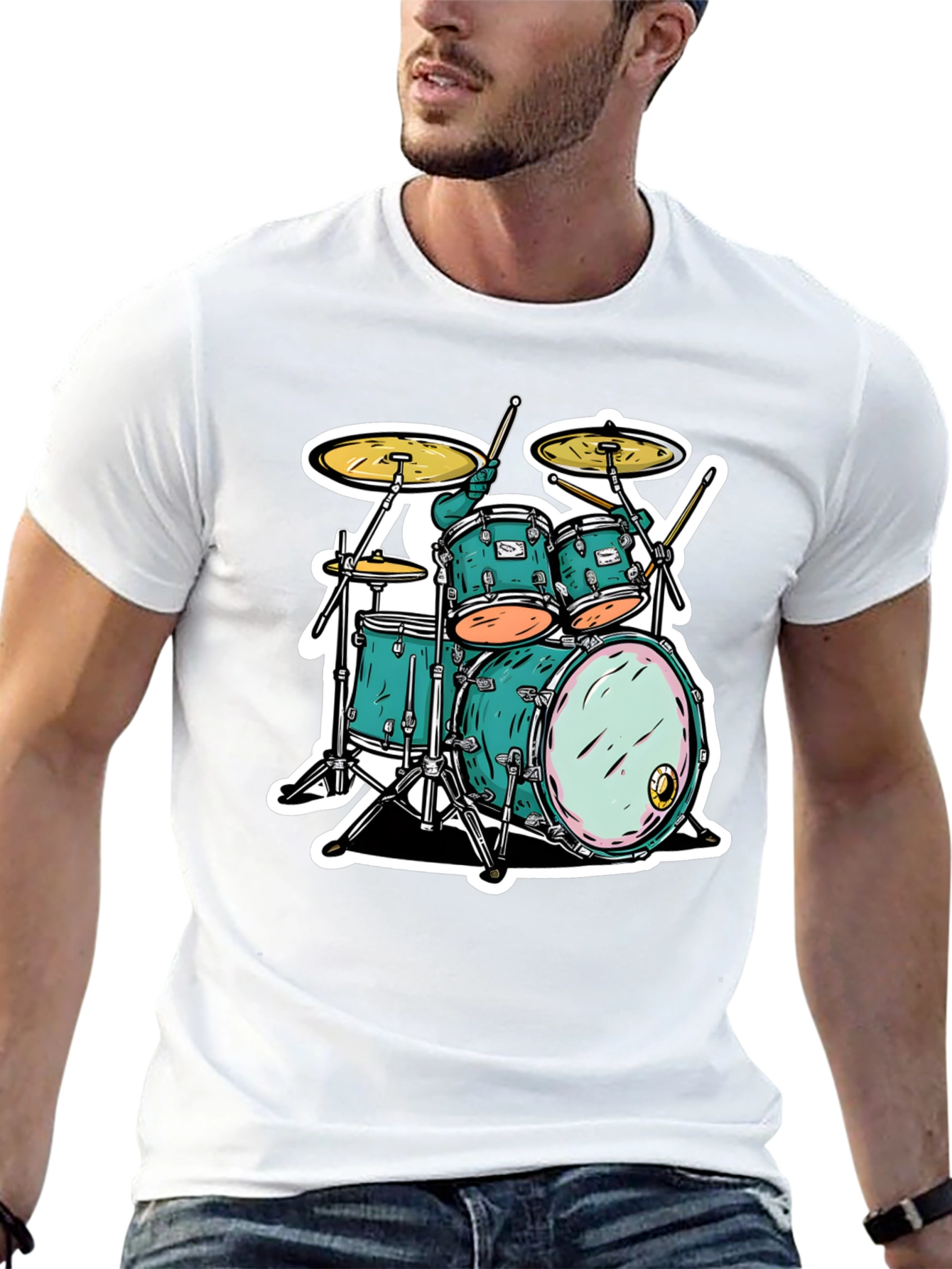 Cool Drum Kit Graphic Tee - Black T-Shirt