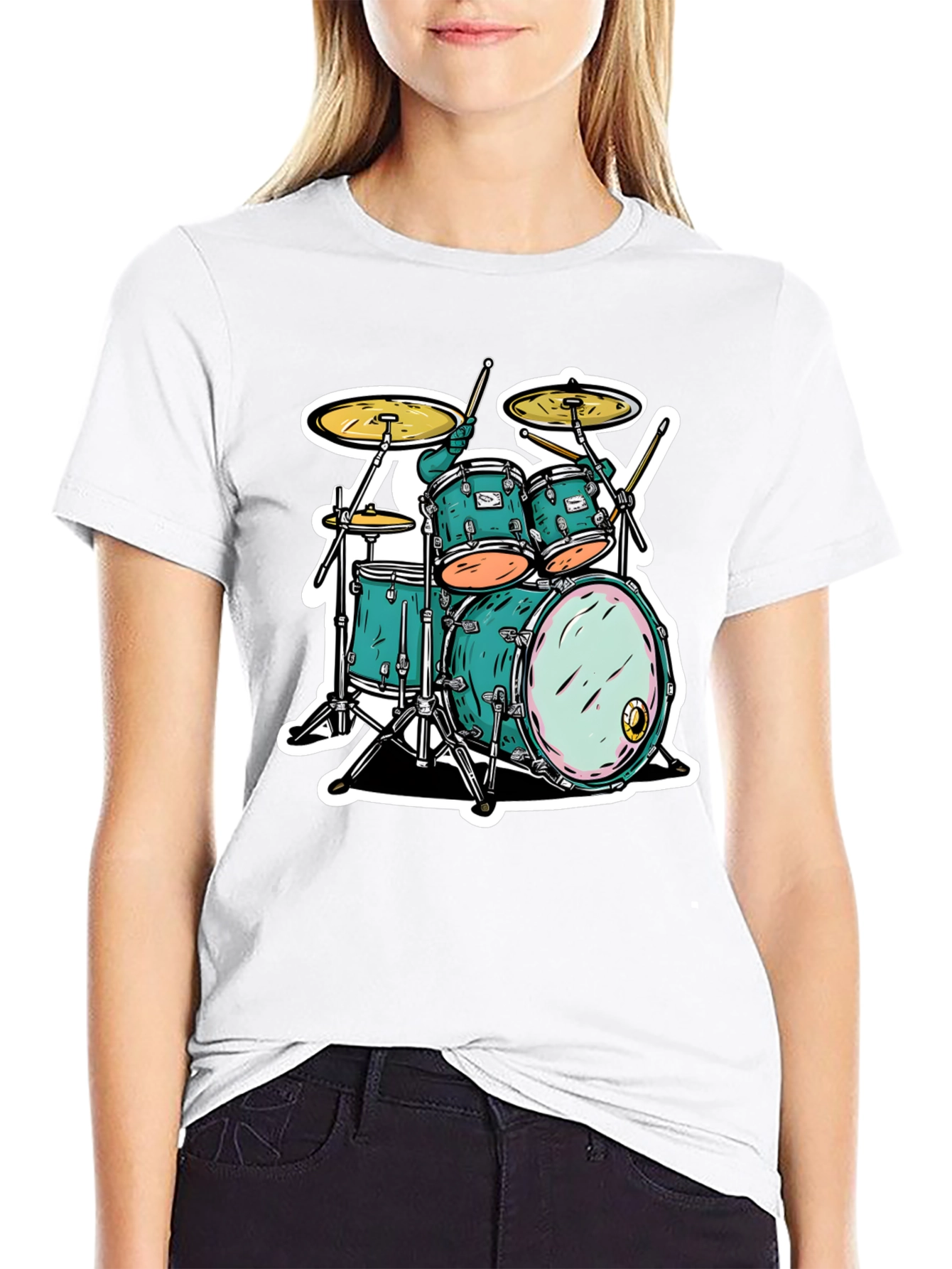 Cool Drum Kit Graphic Tee - Black T-Shirt