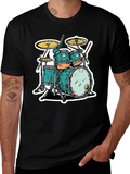 Cool Drum Kit Graphic Tee - Black T-Shirt