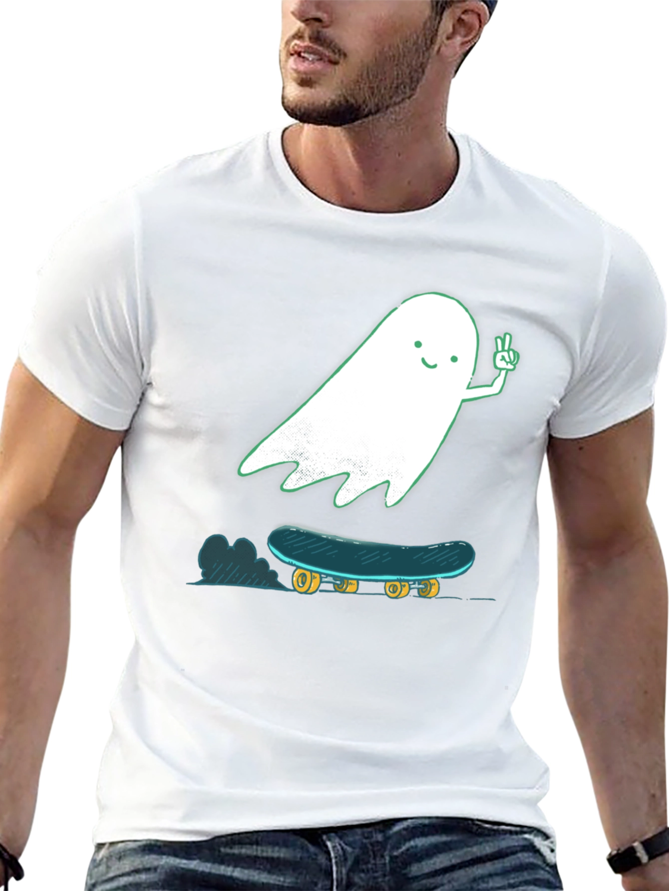 Skateboarding Ghost Graphic T-Shirt