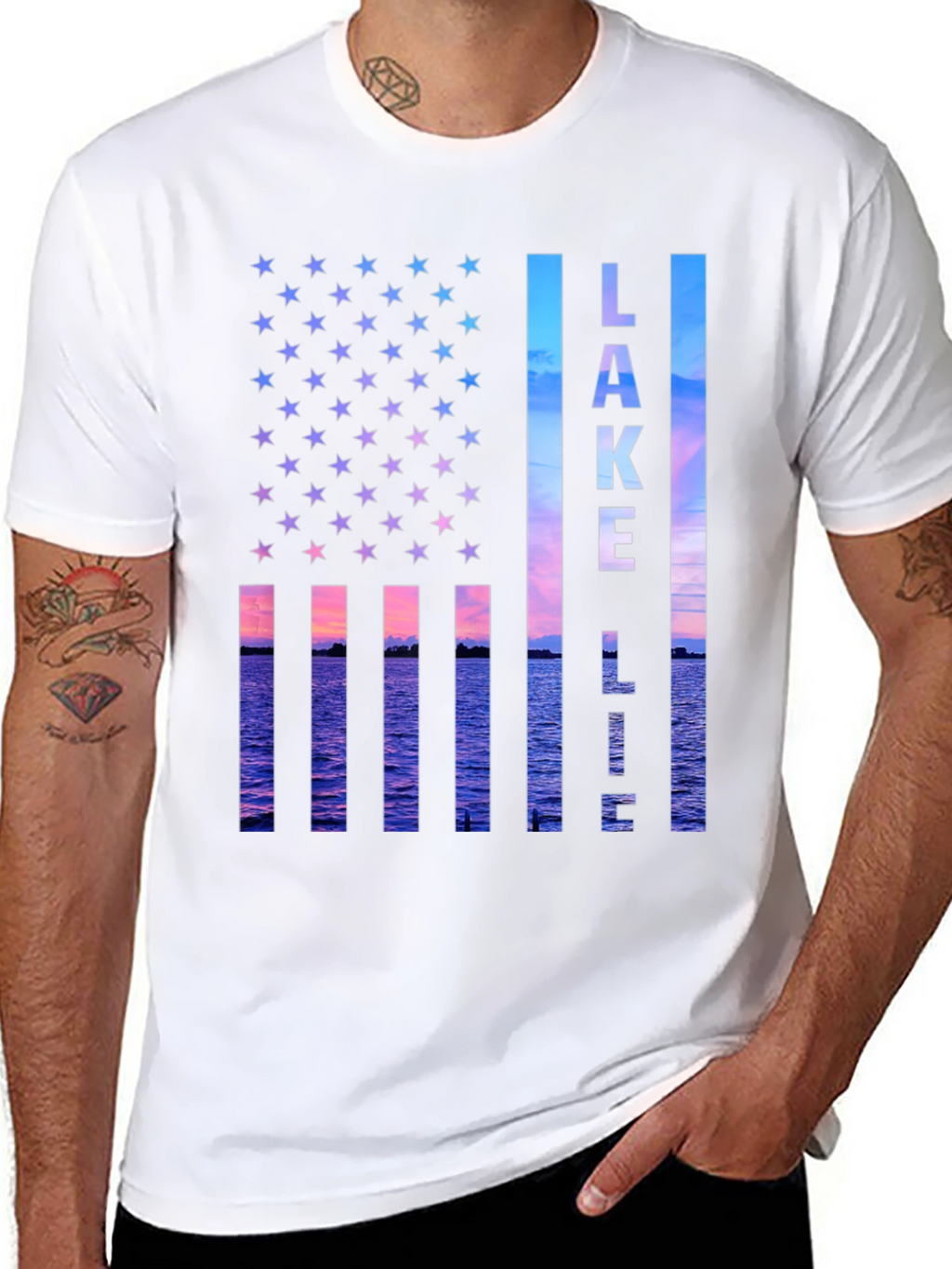 Lake Life USA Flag Tee