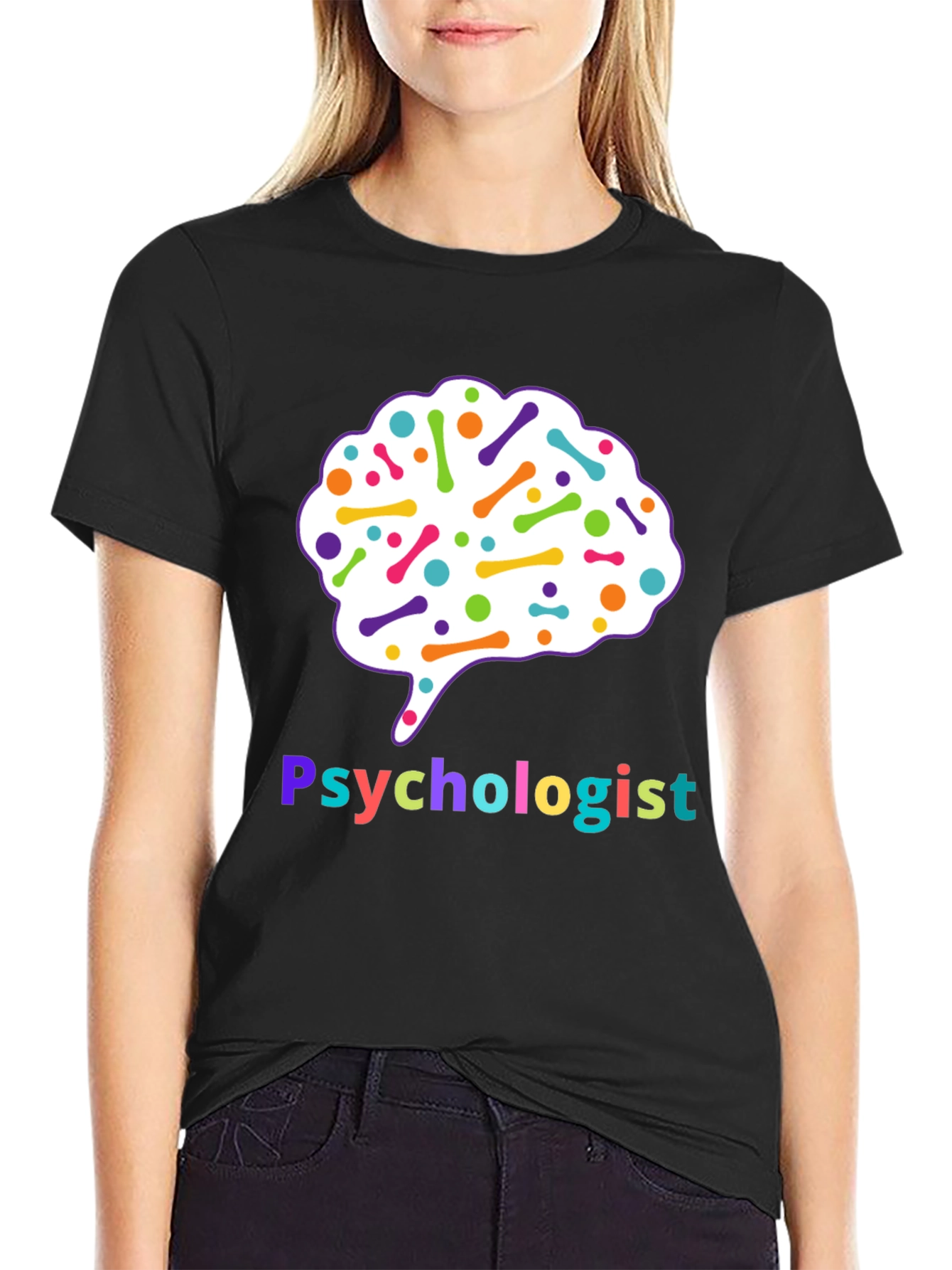 Psychologist Brain Graphic T-Shirt - Colorful Mind Tee