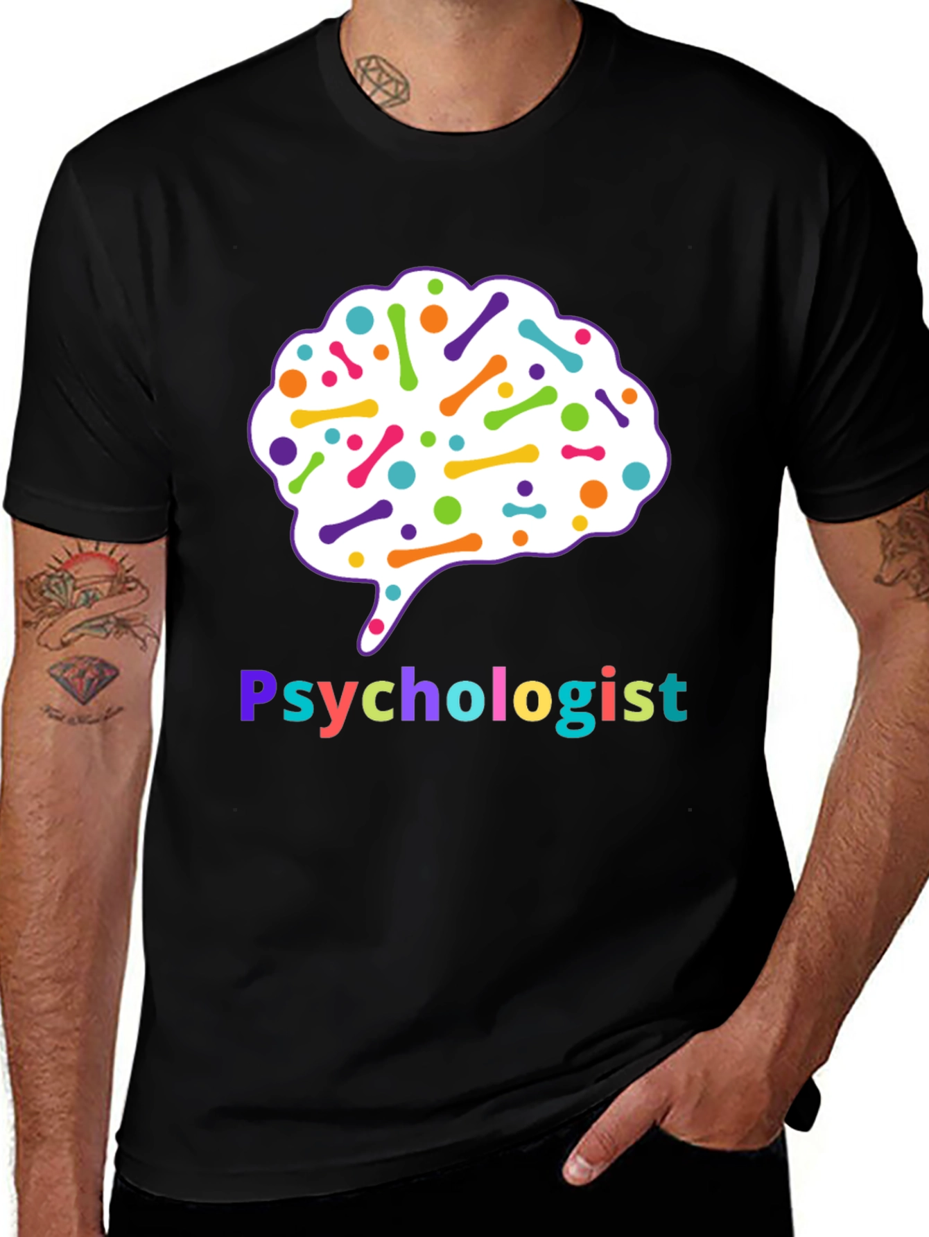 Psychologist Brain Graphic T-Shirt - Colorful Mind Tee