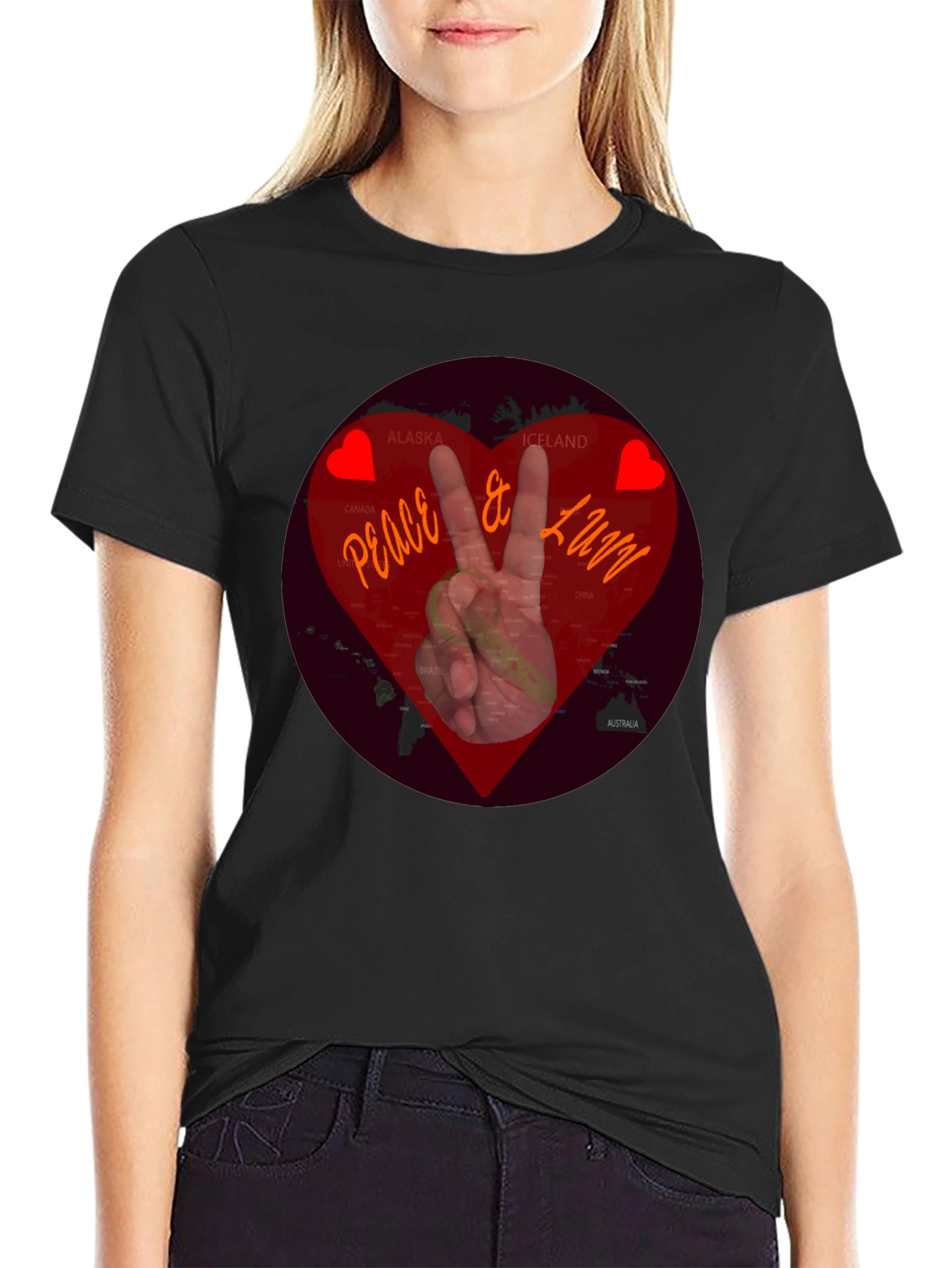 Peace & Luv Graphic Tee - Heart World Design