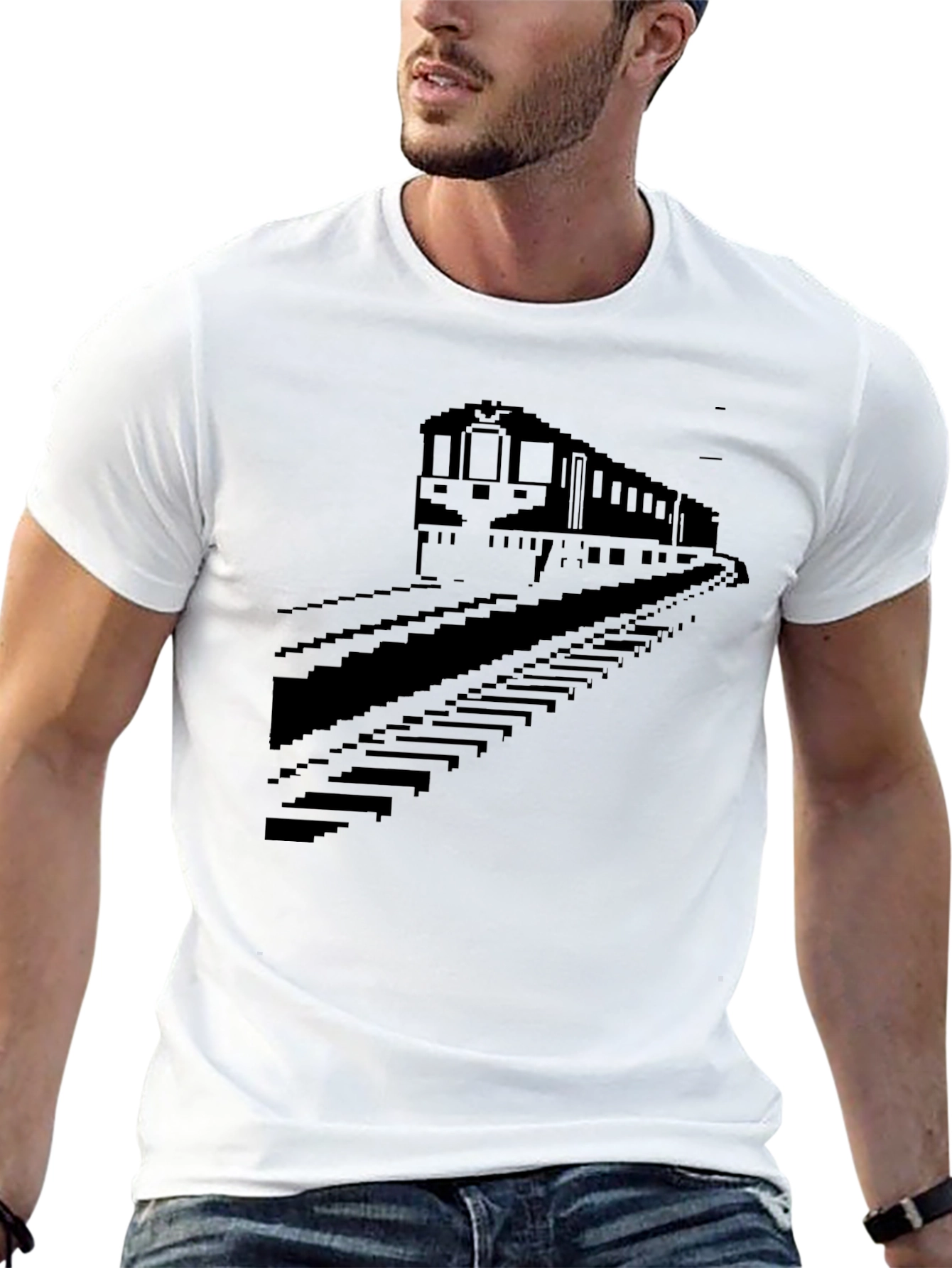 Pixel Train Graphic Tee - Classic Black T-Shirt
