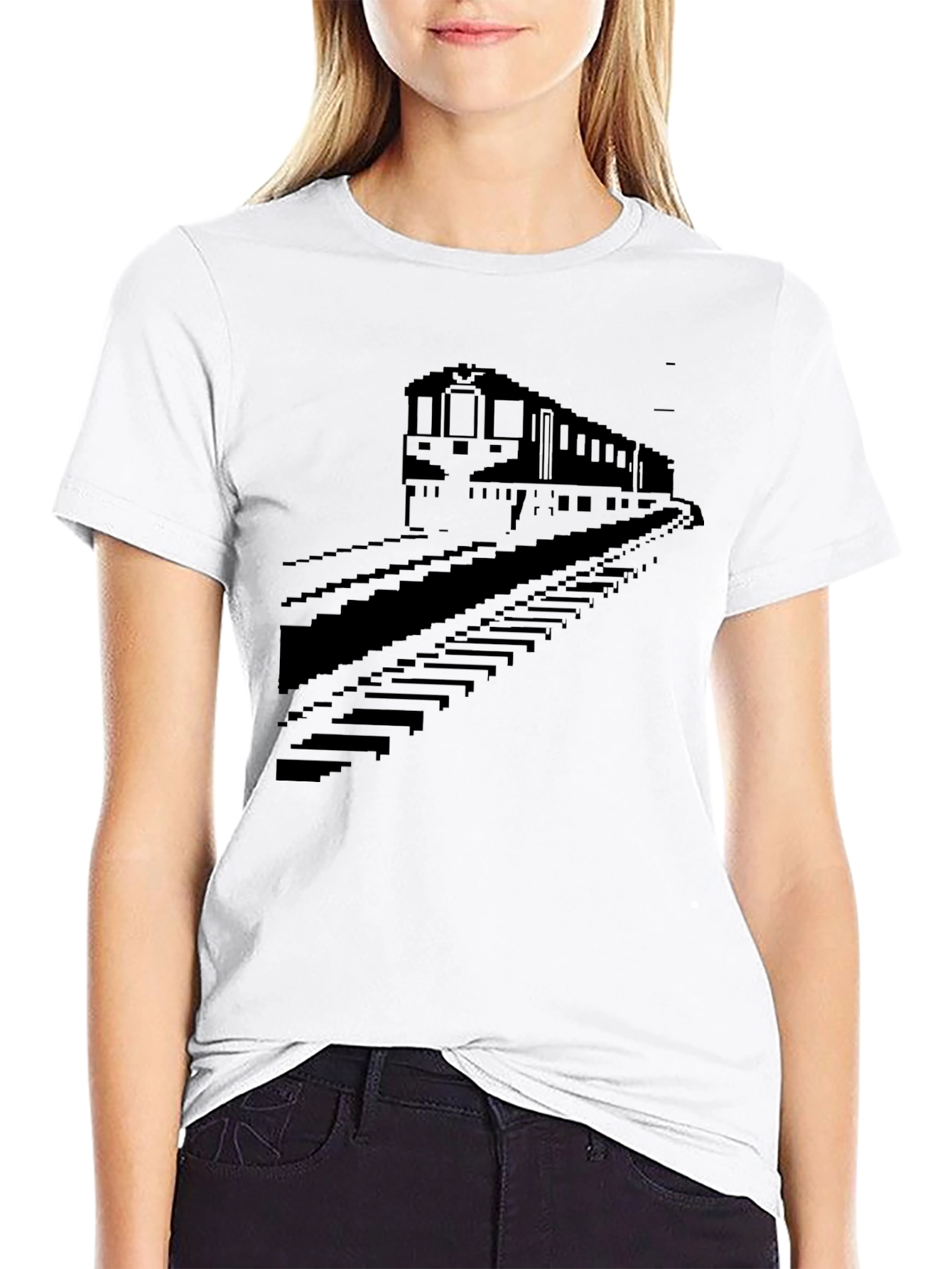 Pixel Train Graphic Tee - Classic Black T-Shirt