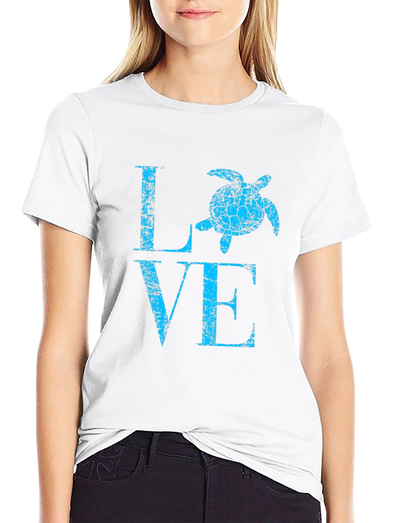 Turtle Love Graphic Tee - Black Cotton Casual Shirt