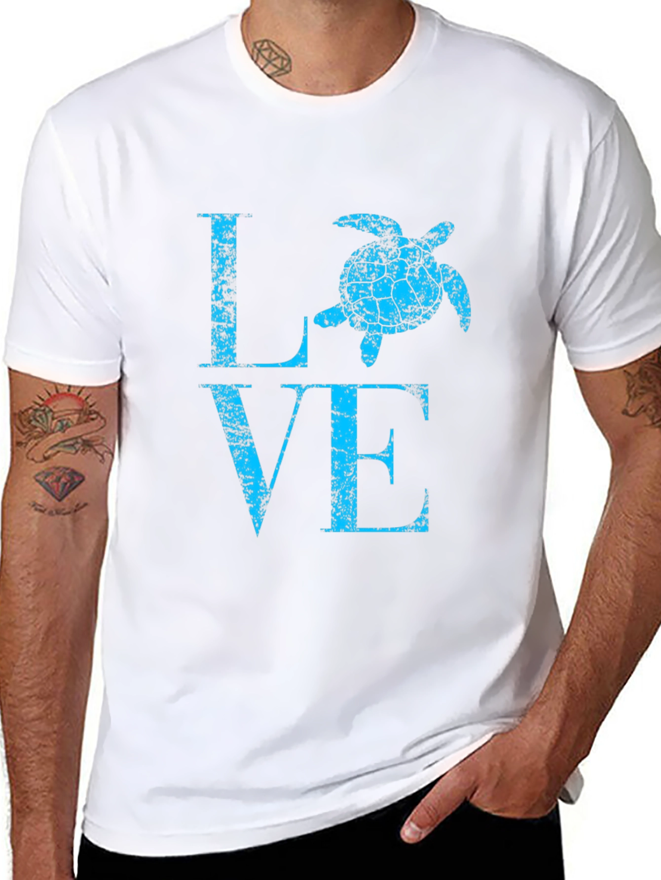 Turtle Love Graphic Tee - Black Cotton Casual Shirt
