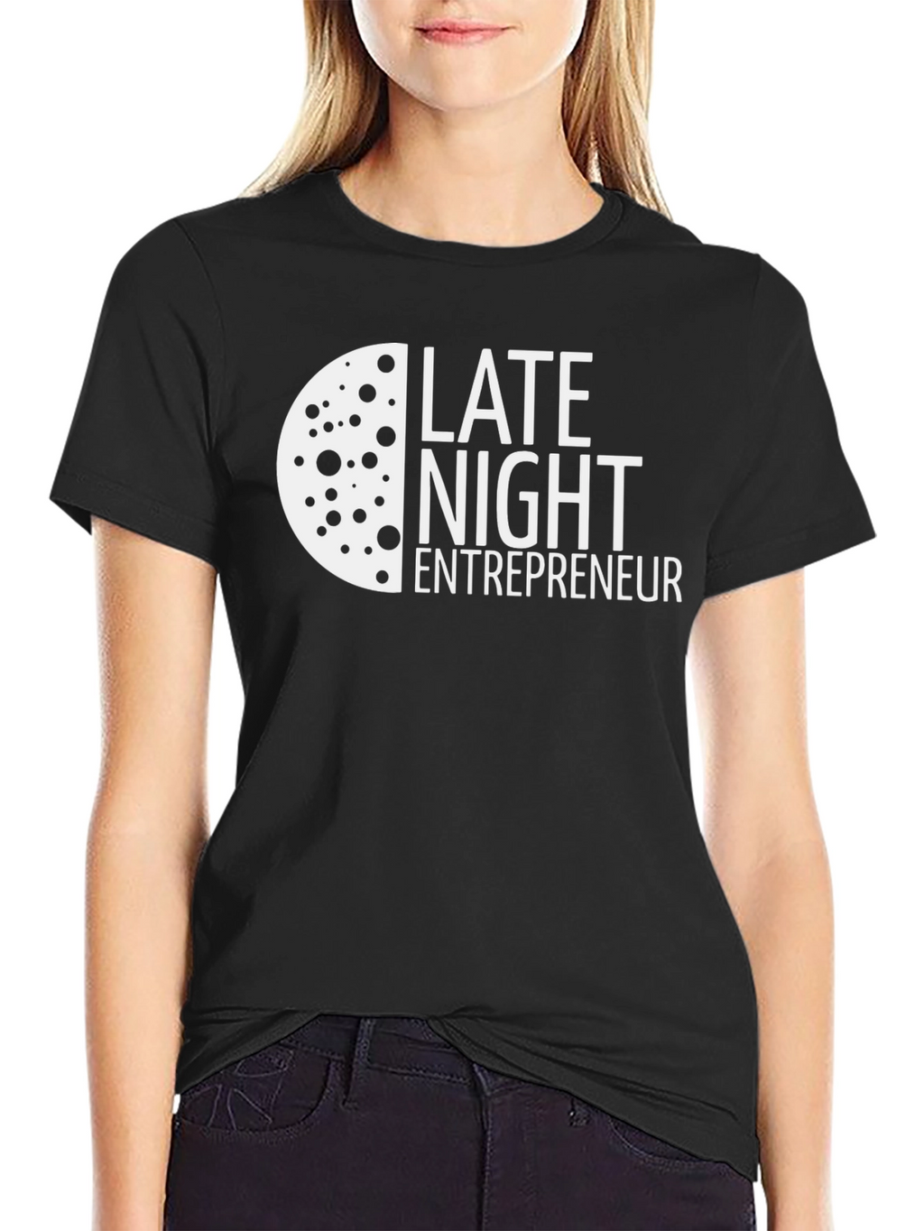 Late Night Entrepreneur T-Shirt - Black Crew Neck