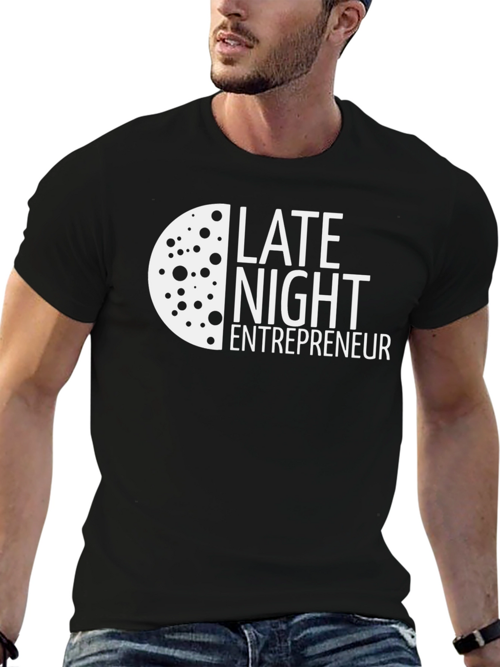 Late Night Entrepreneur T-Shirt - Black Crew Neck