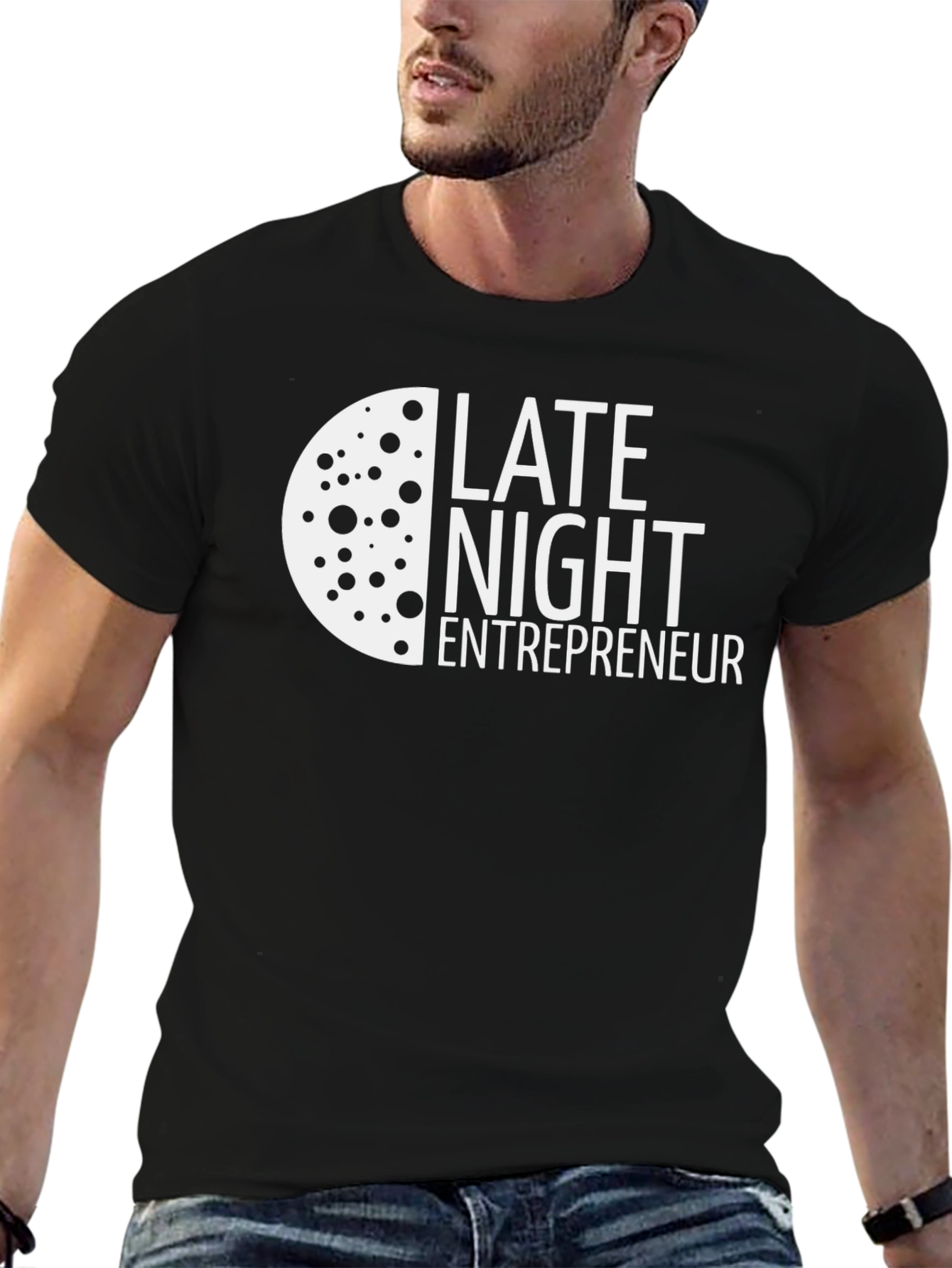 Late Night Entrepreneur T-Shirt - Black Crew Neck