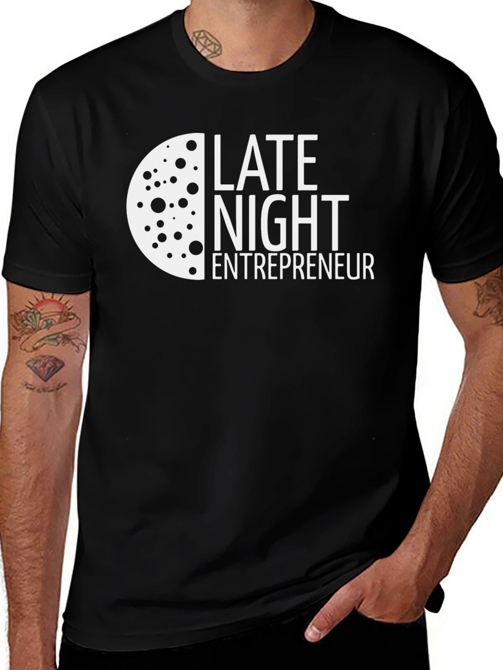 Late Night Entrepreneur T-Shirt - Black Crew Neck
