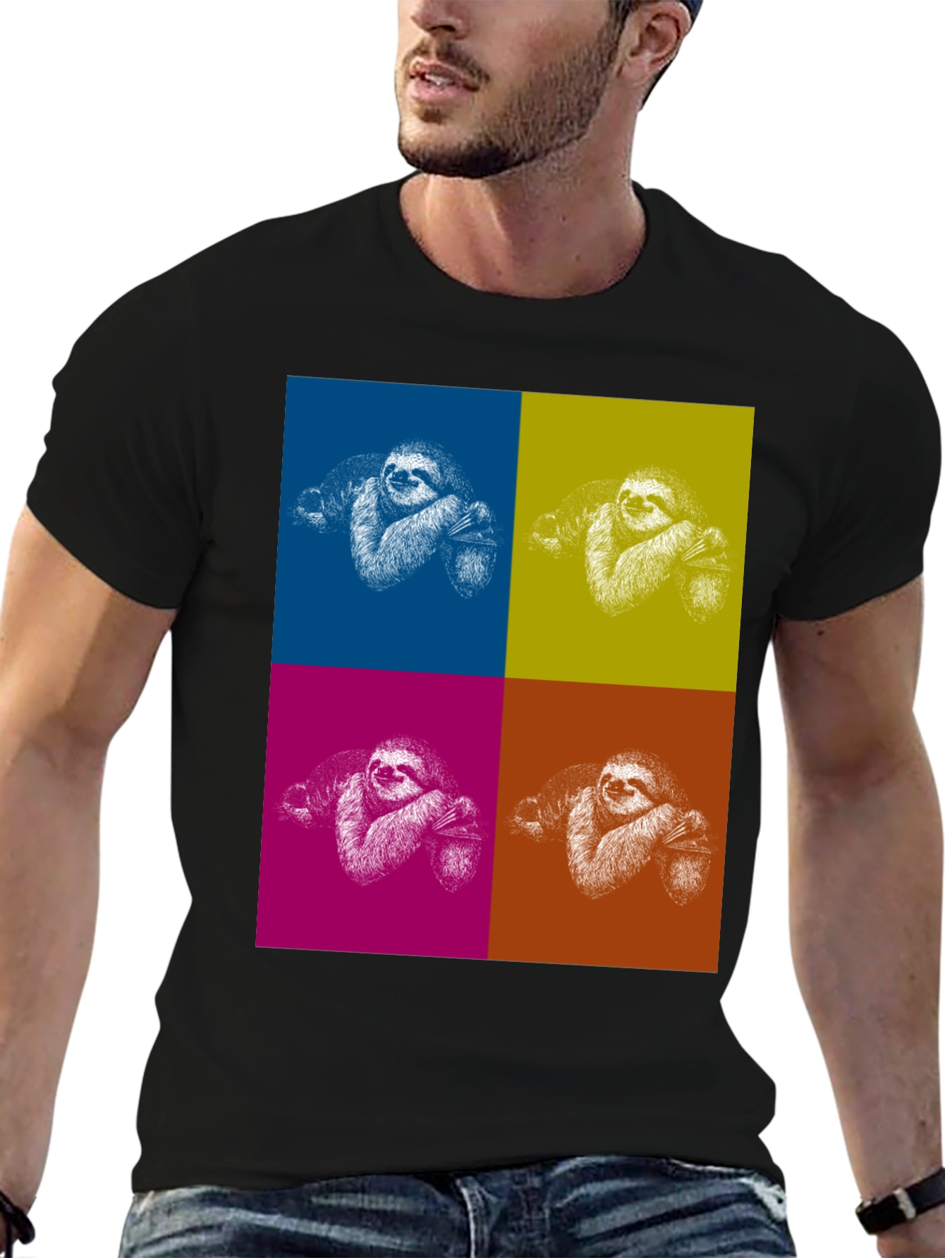 Pop Art Sloth Graphic Tee - Fun & Unique Design