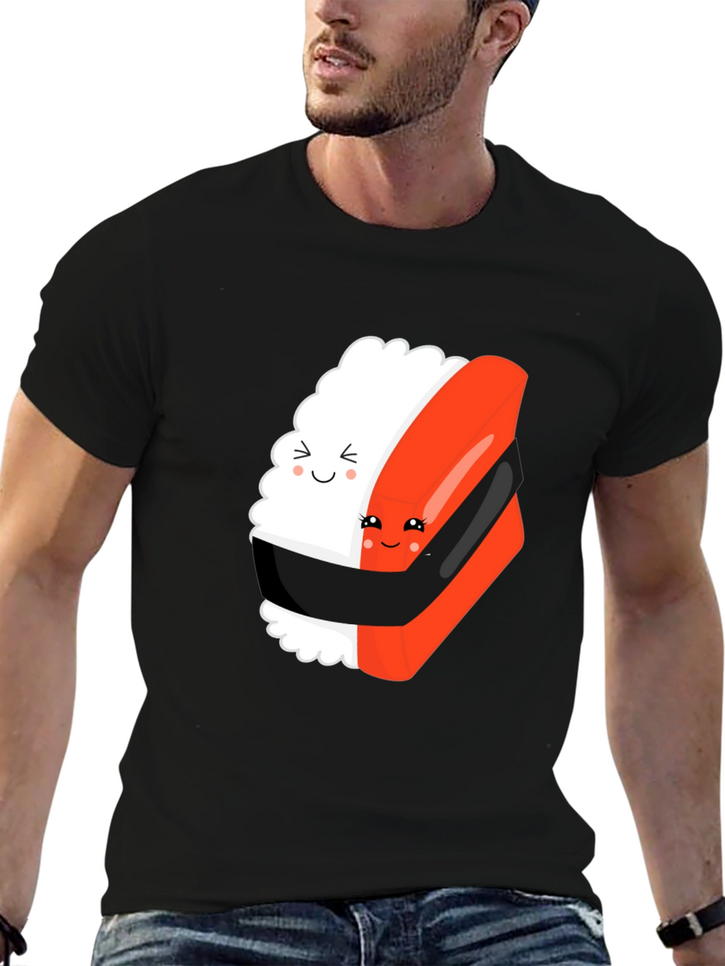 Sushi Hug Black T-Shirt: Cute & Comfy Unisex Tee