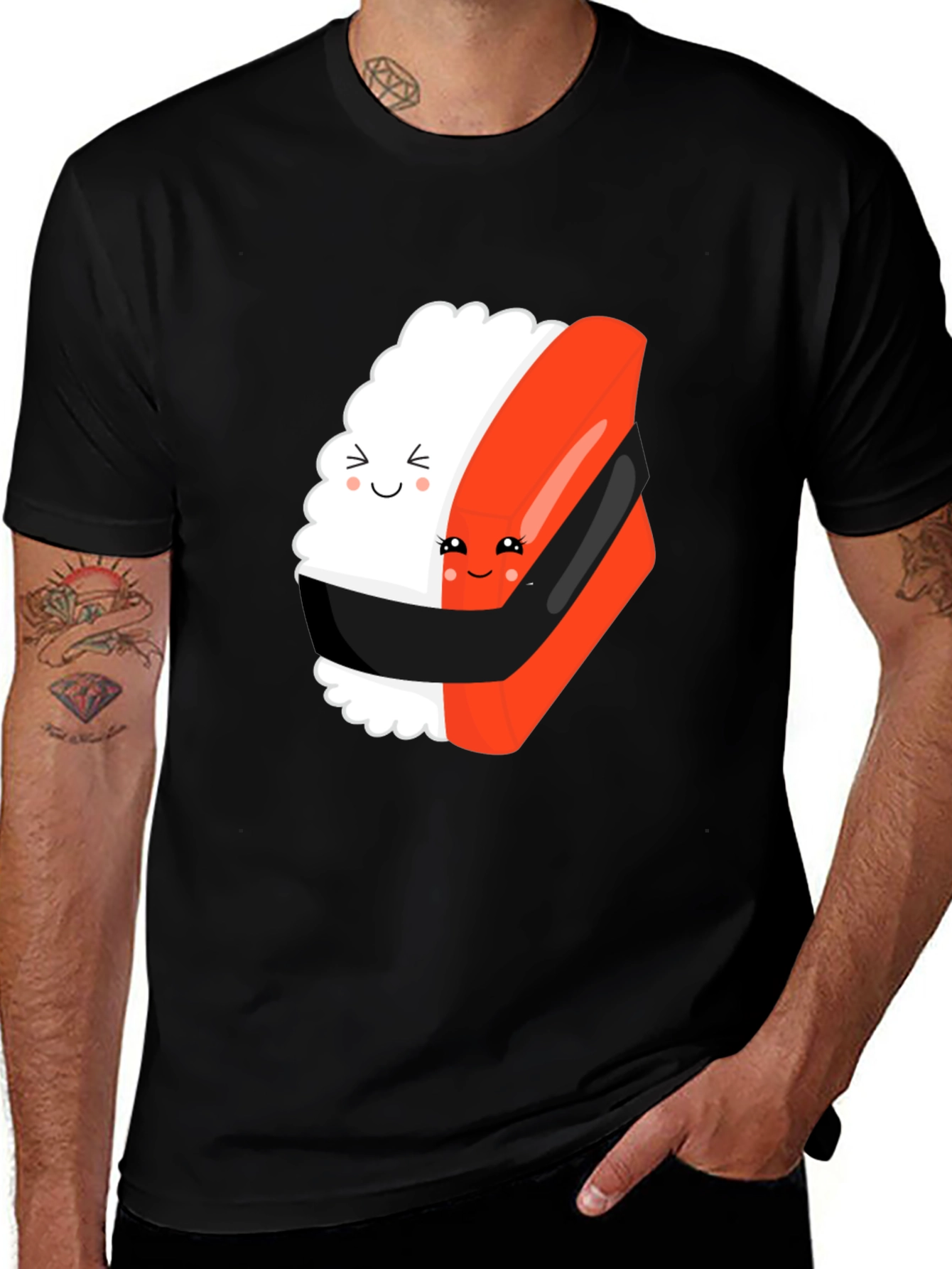 Sushi Hug Black T-Shirt: Cute & Comfy Unisex Tee