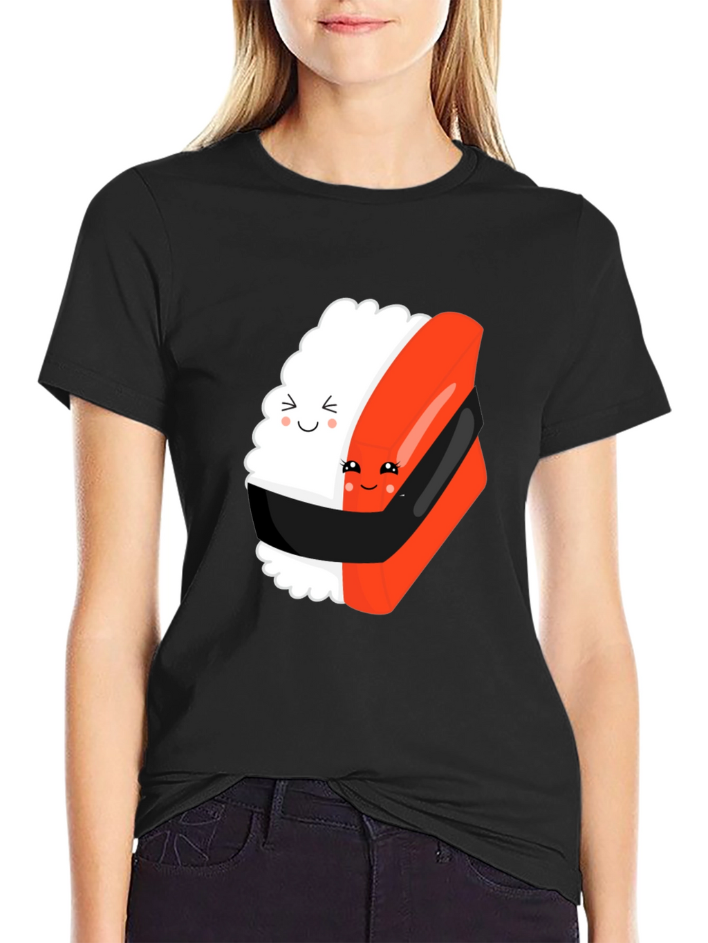 Sushi Hug Black T-Shirt: Cute & Comfy Unisex Tee