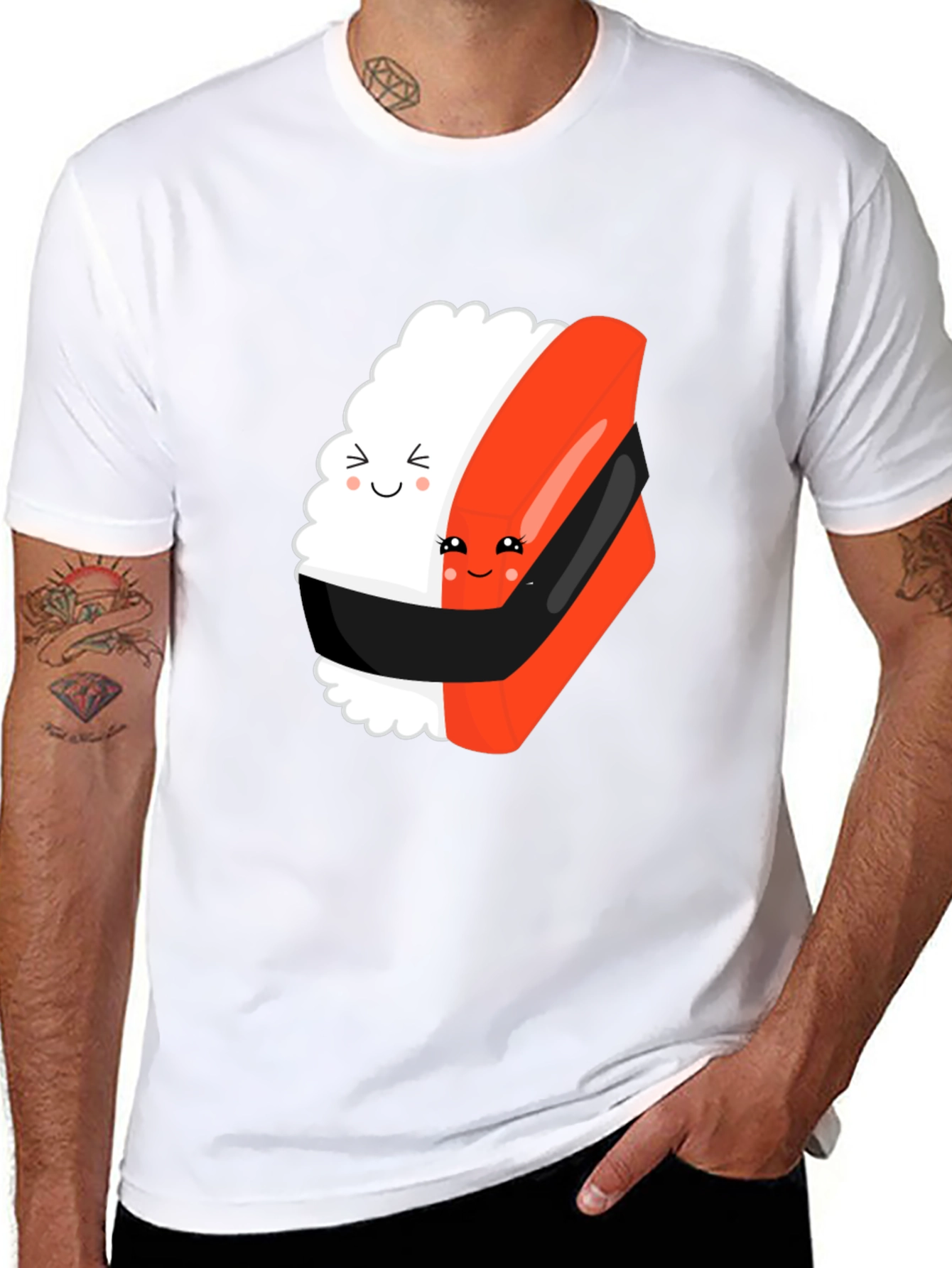 Sushi Hug Black T-Shirt: Cute & Comfy Unisex Tee