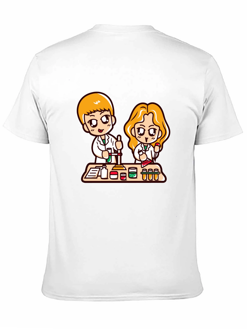Cartoon Scientist T-Shirt - Black Cotton Blend