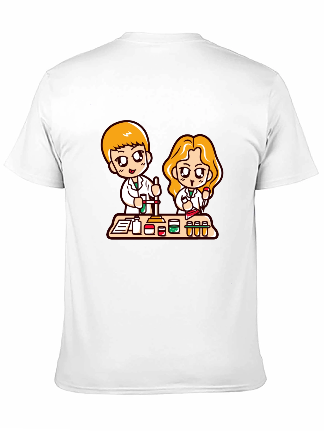 Cartoon Scientist T-Shirt - Black Cotton Blend
