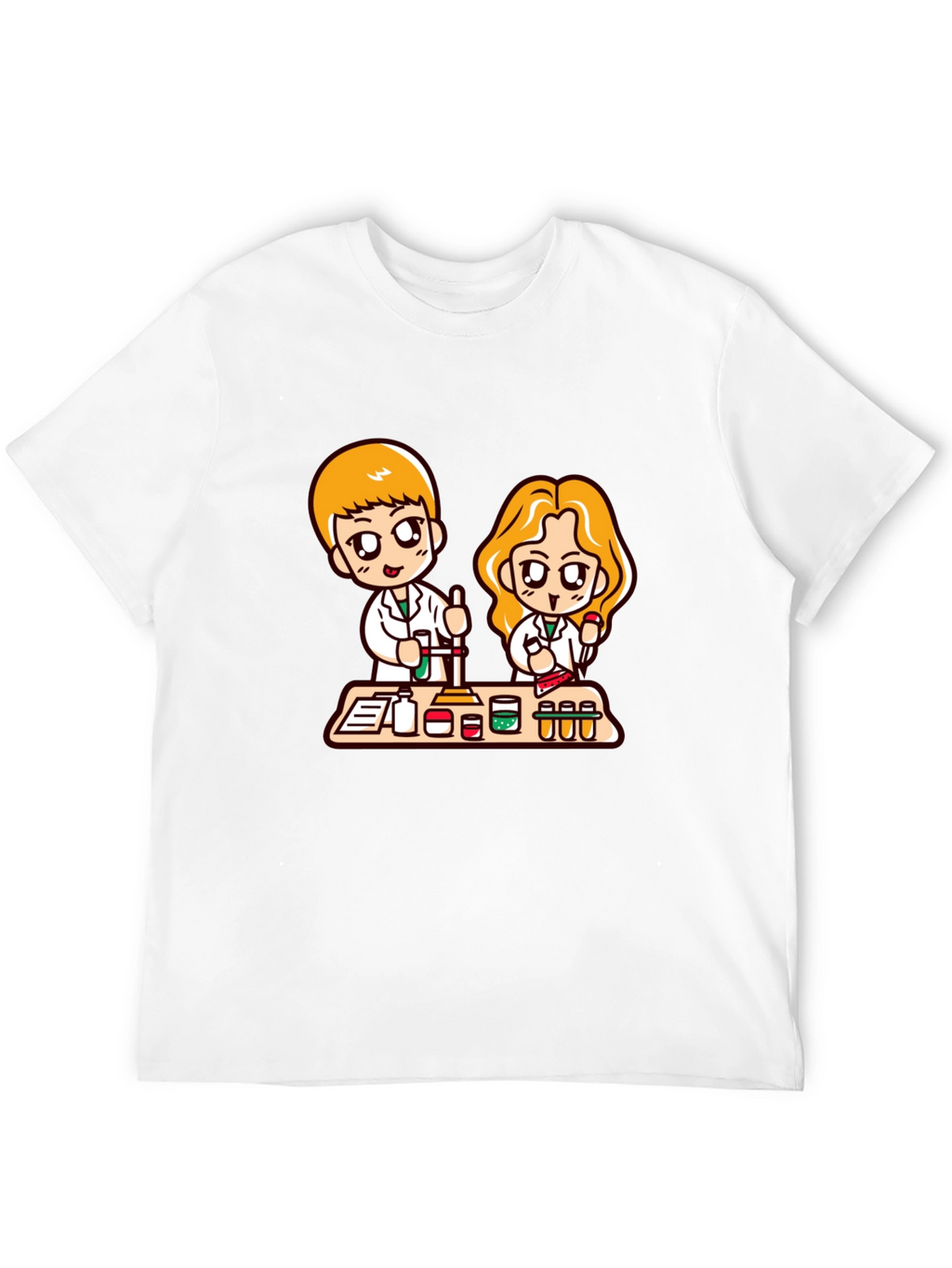 Cartoon Scientist T-Shirt - Black Cotton Blend