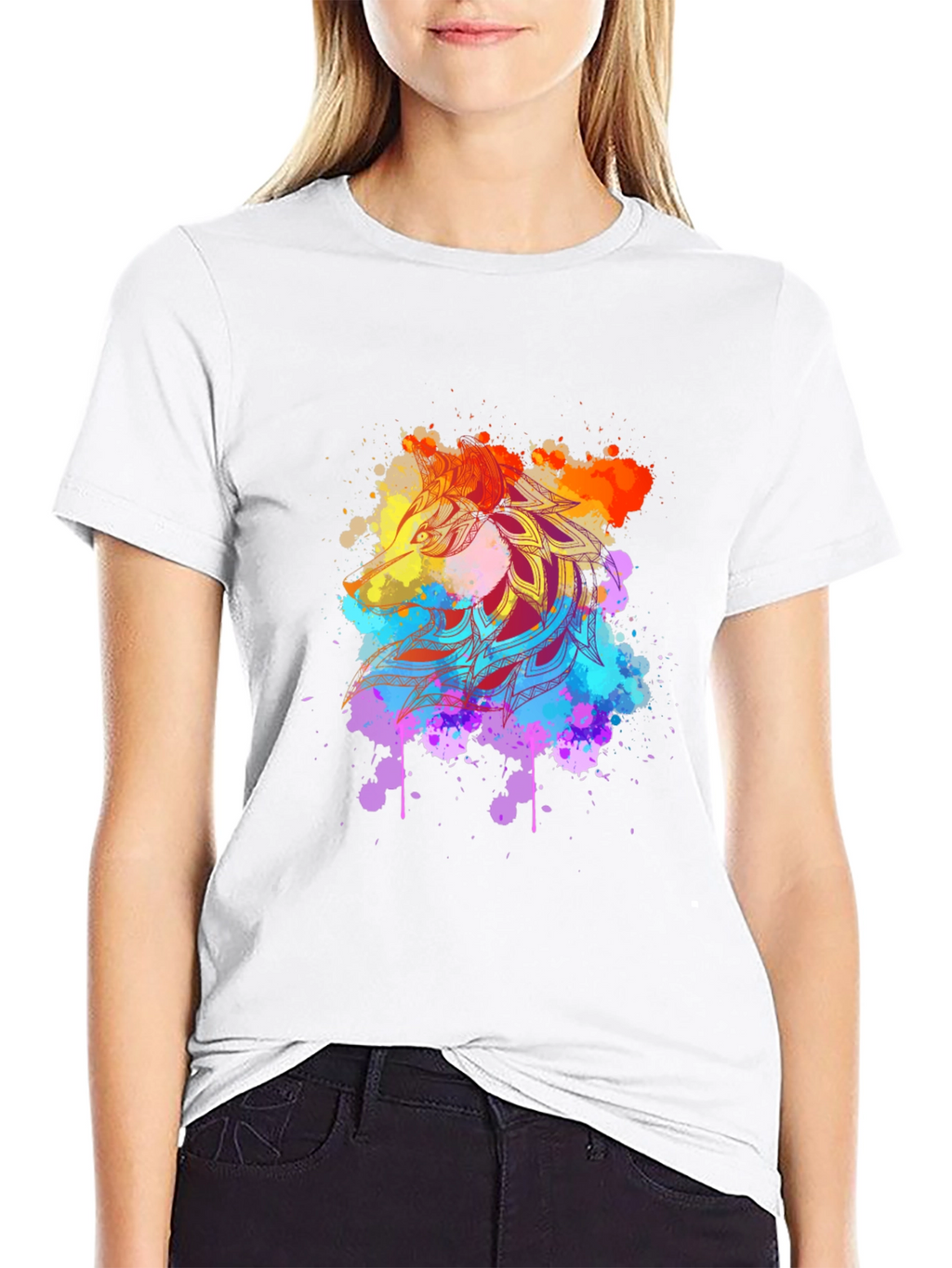Mens Black Tee with Vibrant Mandala Art