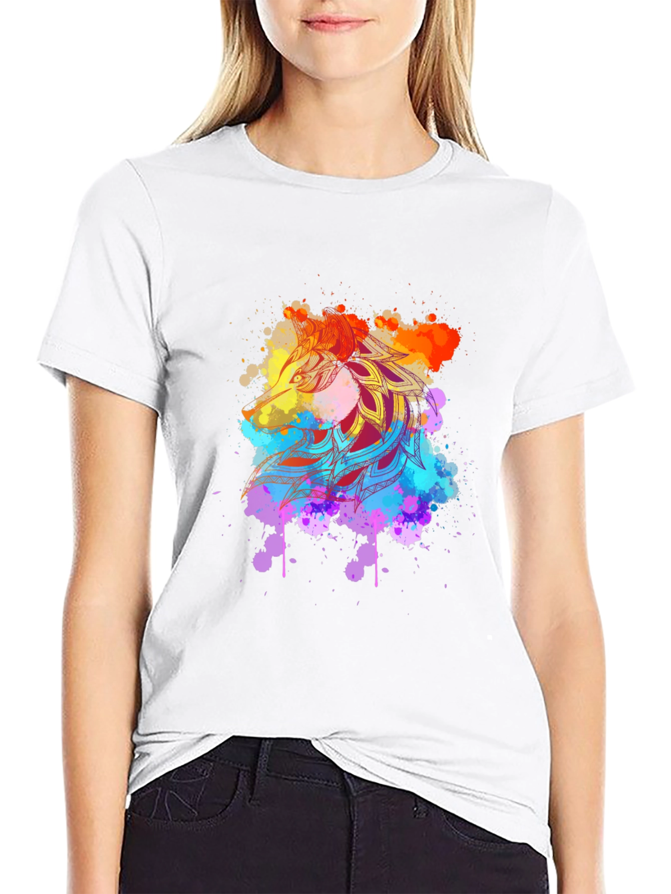 Mens Black Tee with Vibrant Mandala Art