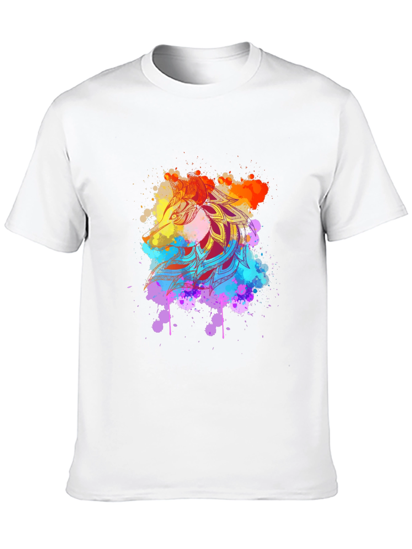 Mens Black Tee with Vibrant Mandala Art