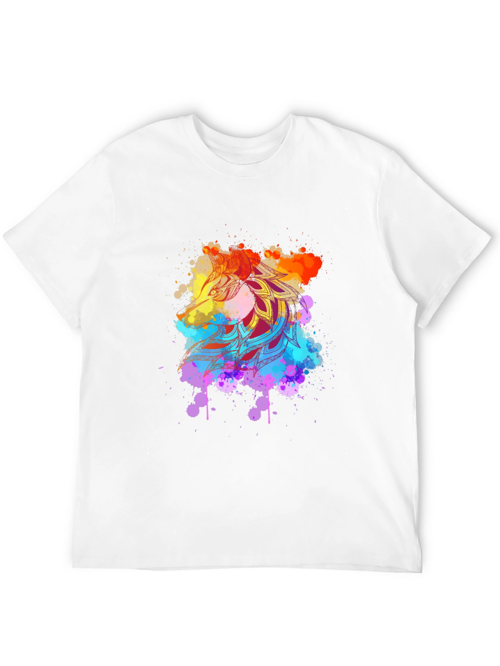 Mens Black Tee with Vibrant Mandala Art