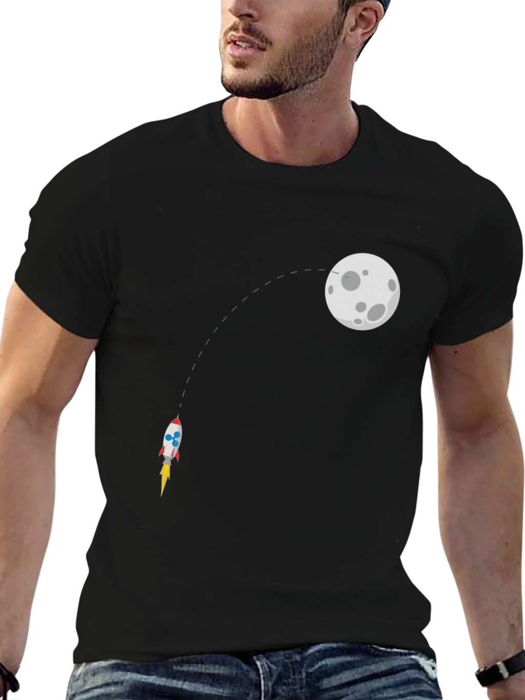 Rocket to the Moon Black T-Shirt