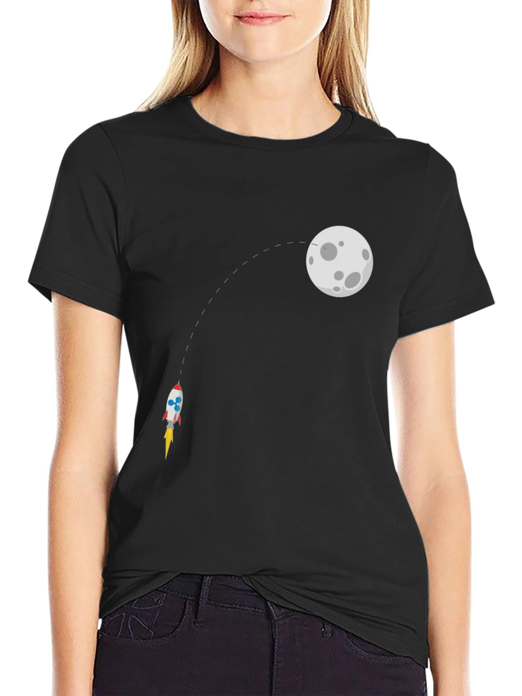 Rocket to the Moon Black T-Shirt
