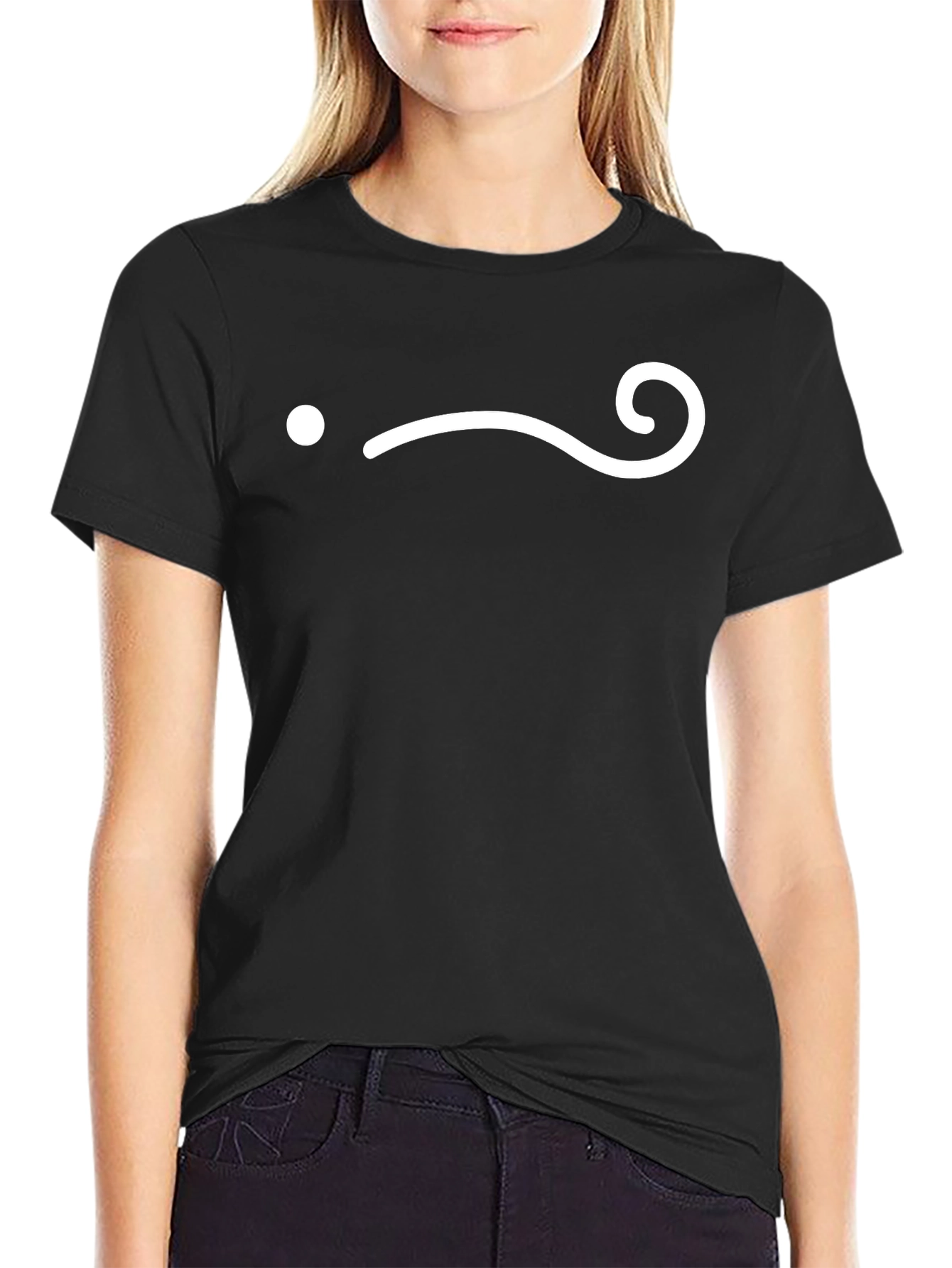 Whimsical Dot Curl Graphic Tee - Soft Black Cotton