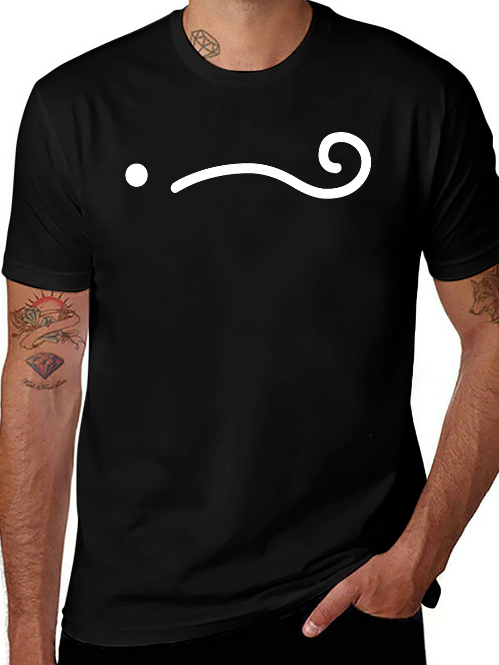 Whimsical Dot Curl Graphic Tee - Soft Black Cotton