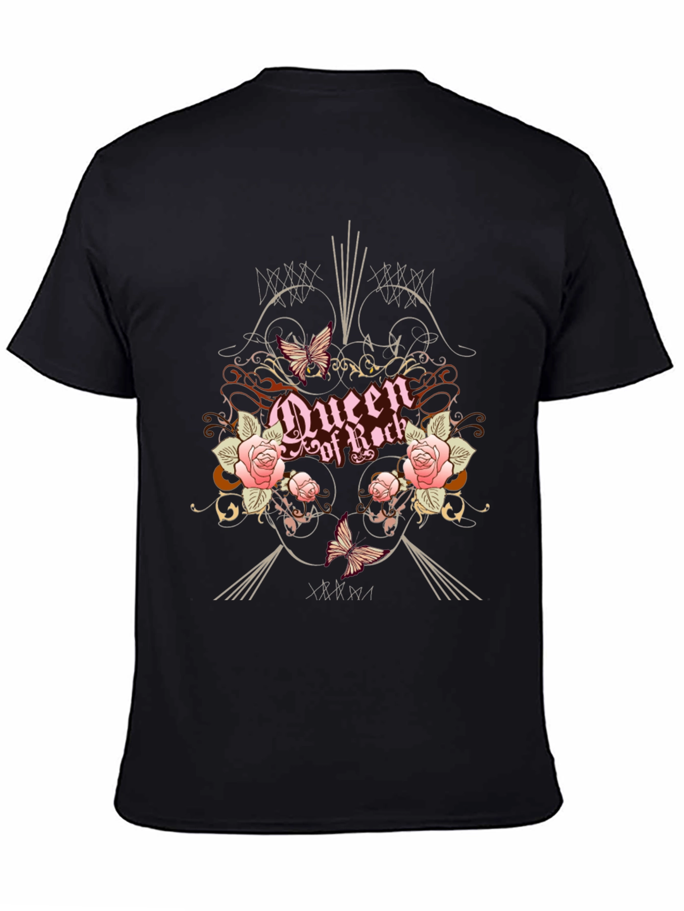 Queen of Rock Graphic T-Shirt - Floral Butterfly Design