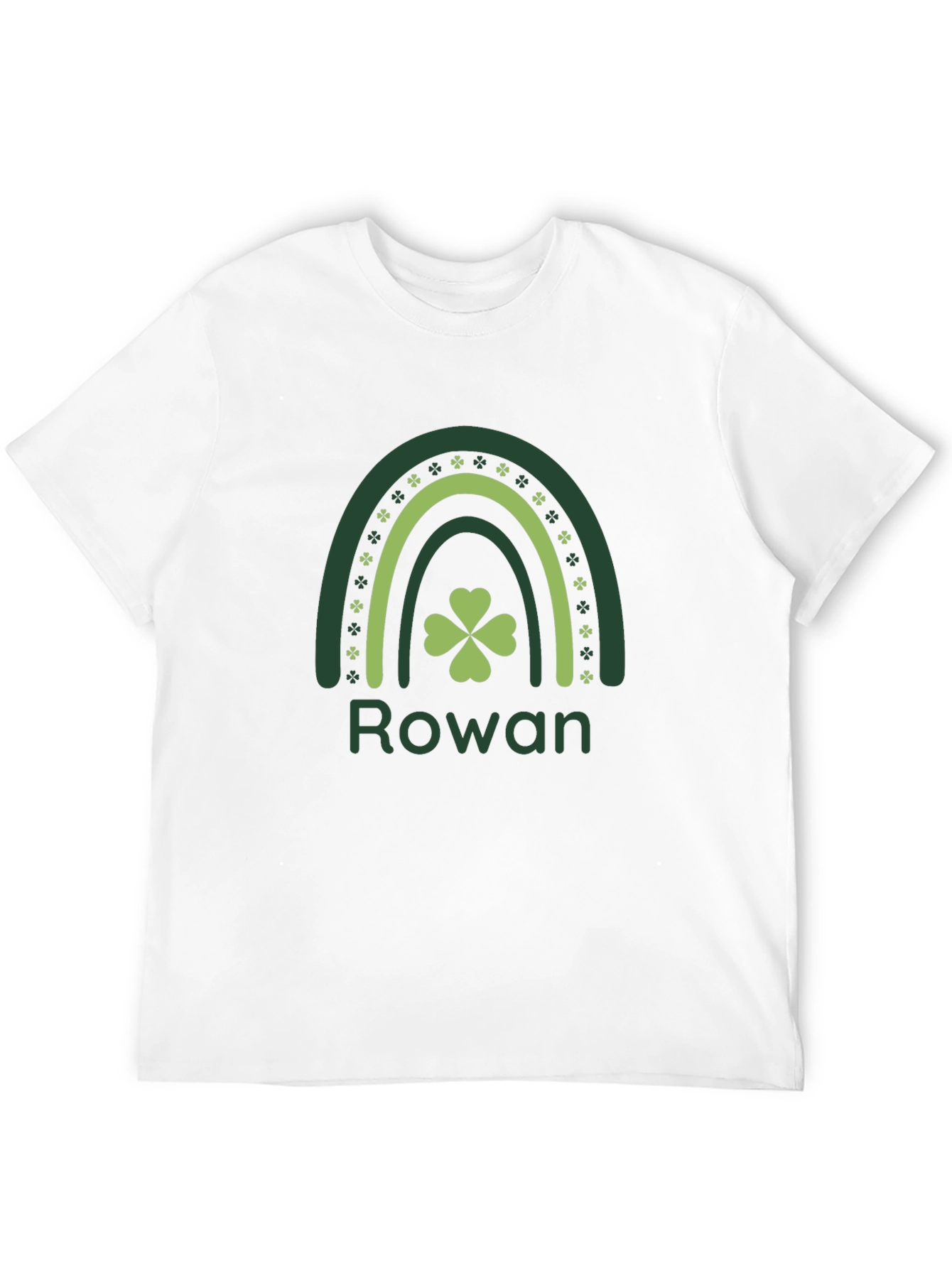Rowan St. Patricks Day Shamrock Rainbow Black T-Shirt