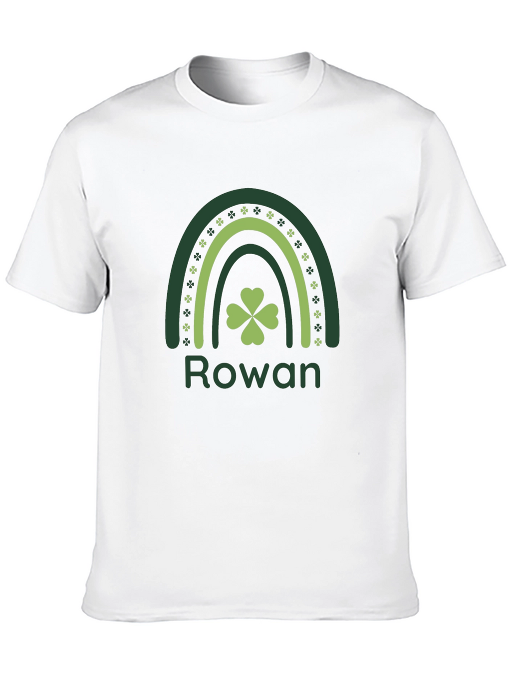 Rowan St. Patricks Day Shamrock Rainbow Black T-Shirt