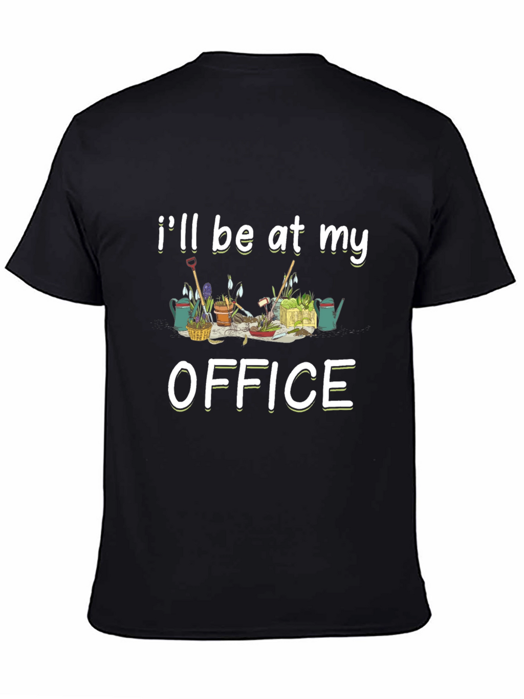 Gardening Office Graphic Tee - Black Cotton T-Shirt