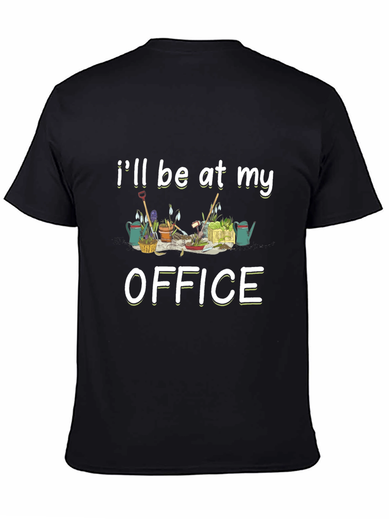 Gardening Office Graphic Tee - Black Cotton T-Shirt