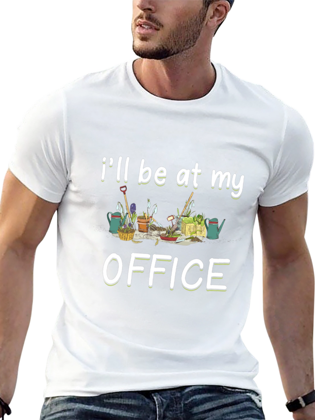 Gardening Office Graphic Tee - Black Cotton T-Shirt