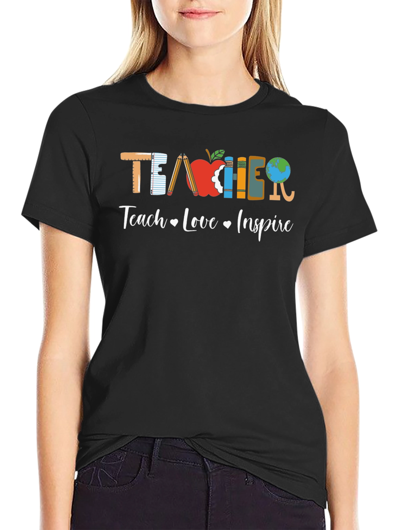 Teacher Teach Love Inspire Graphic Tee