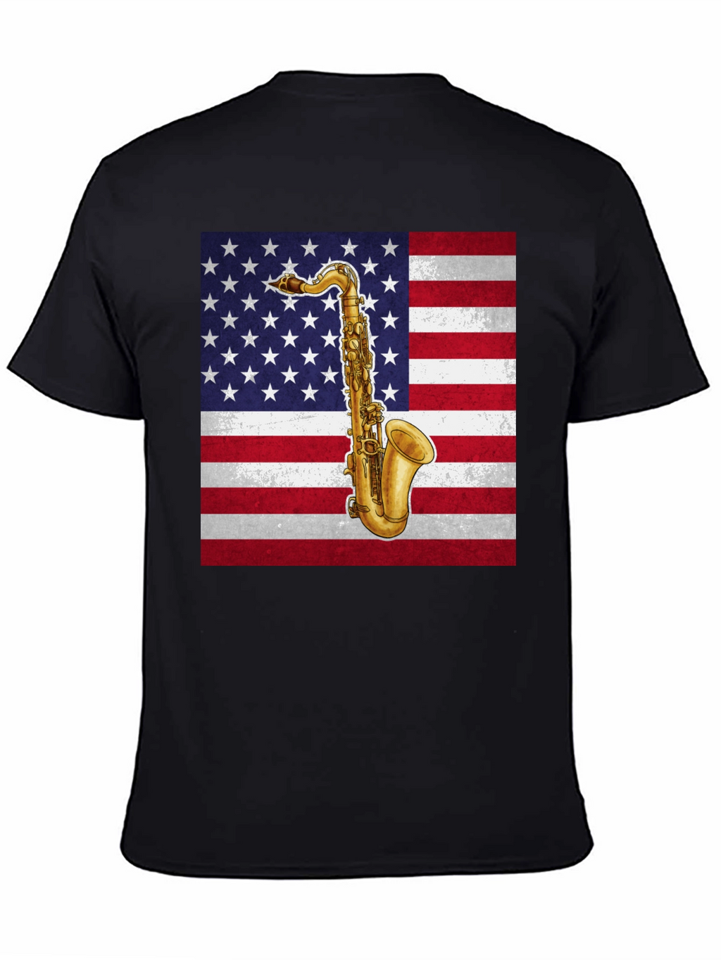 Saxophone American Flag Graphic Tee